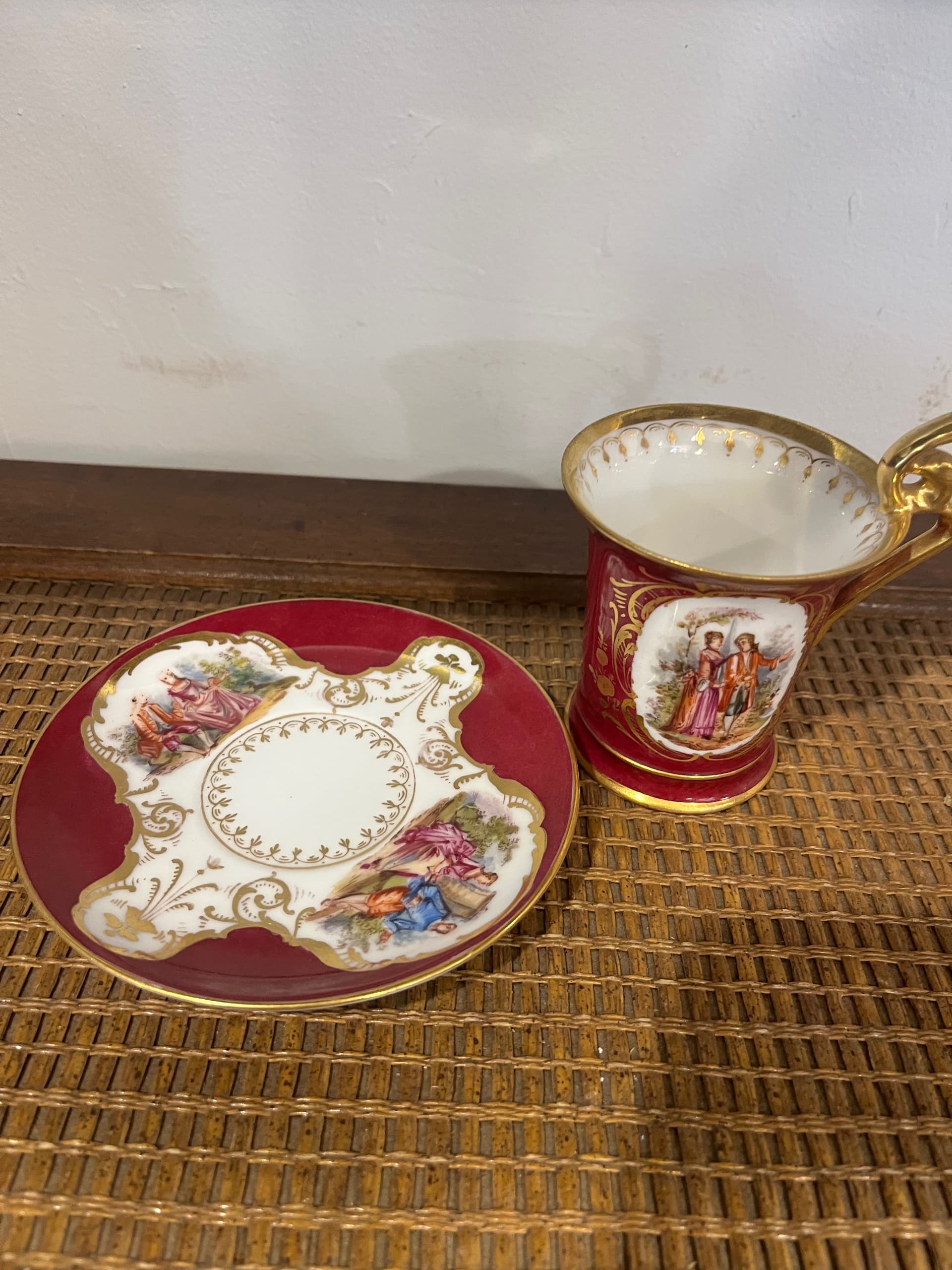 Antique German porcelain demitasse cup and saucer set - Regular - Thumbnail 2
