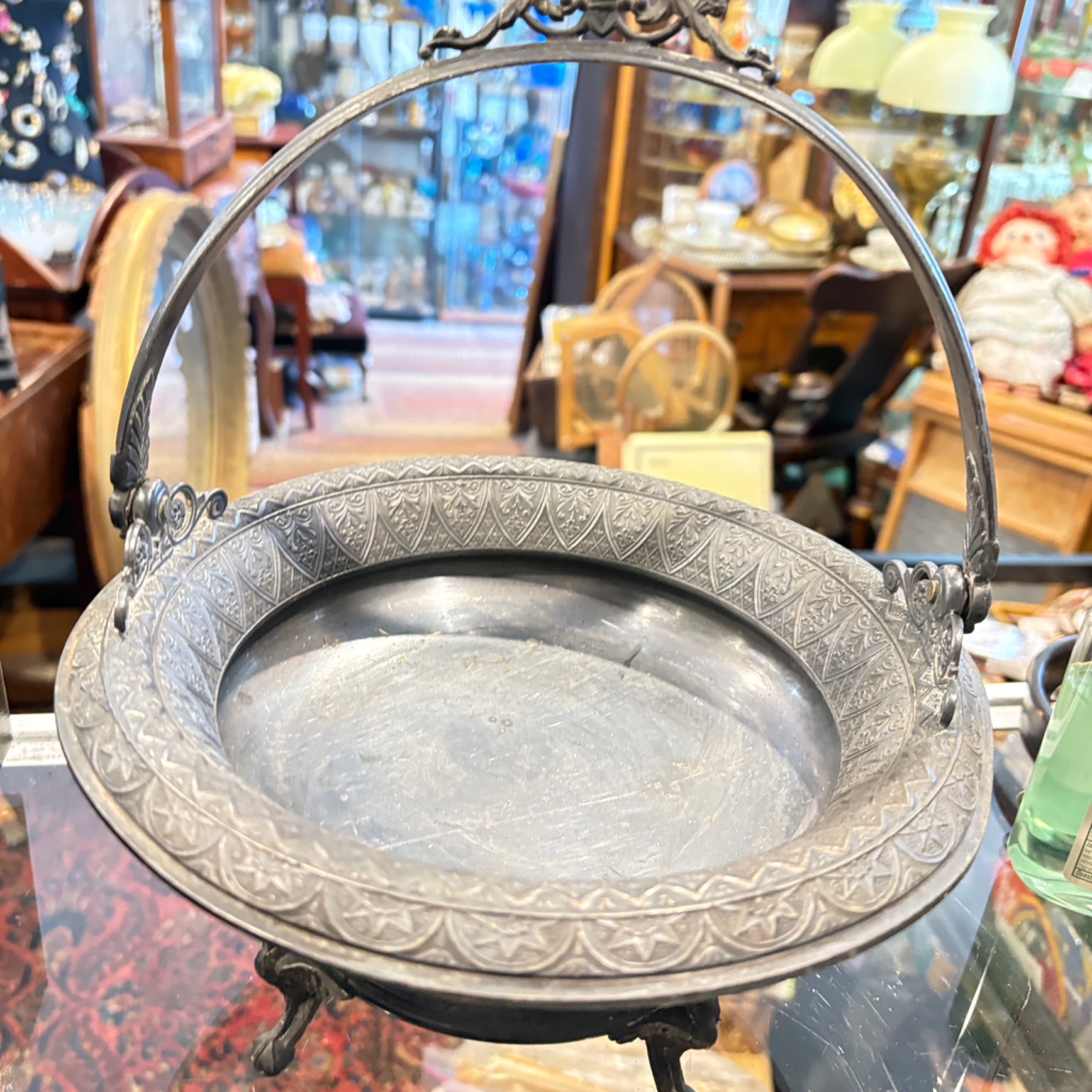 Victorian Silverplate Bride’s Basket with Swan Supports & Aesthetic Movement Engraving, c.1880s - Regular