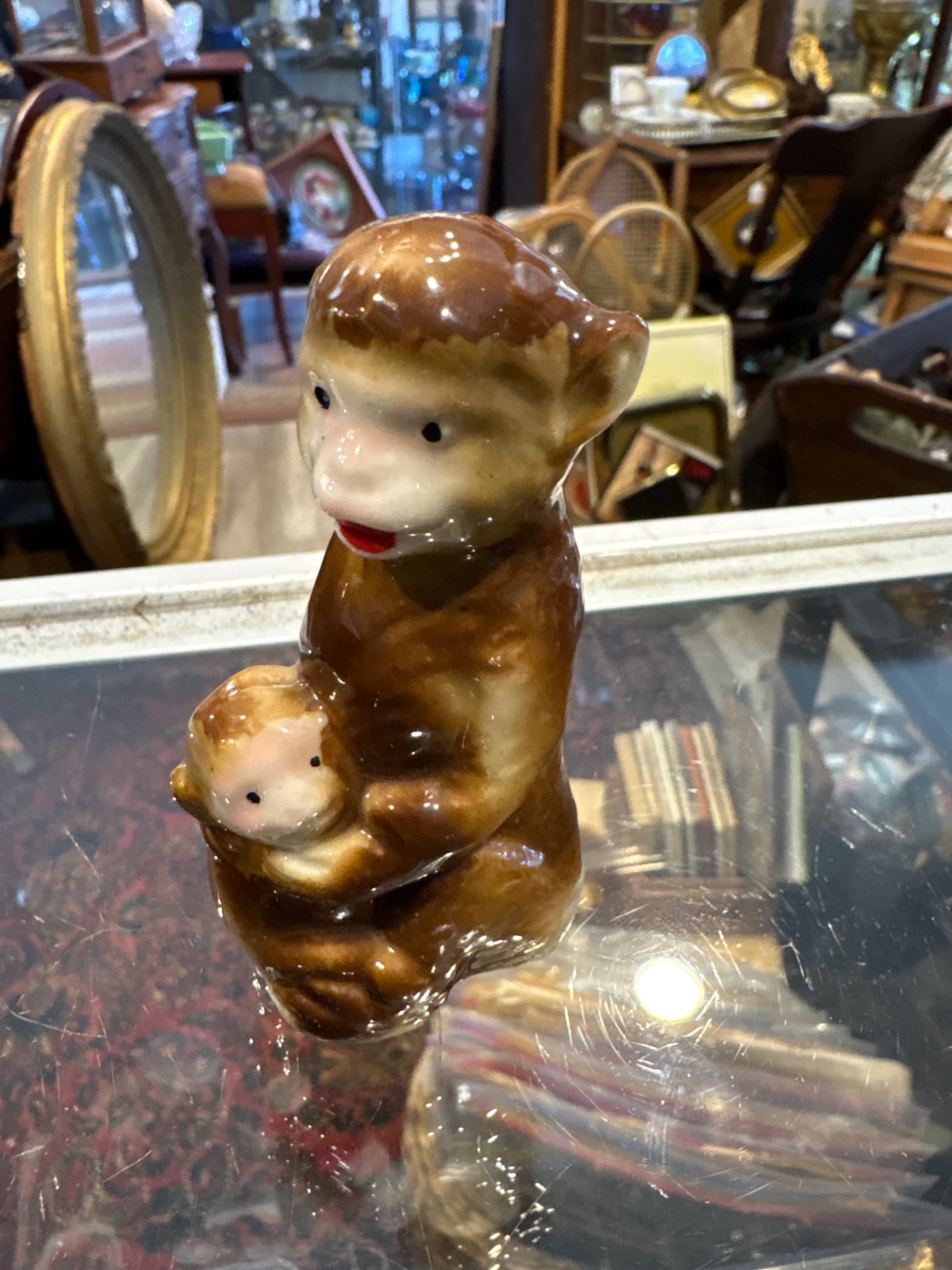 Vintage Ceramic Monkey & Baby Figurine | Mid-Century Japan | 1950s Novelty Porcelain - Regular - Thumbnail 6