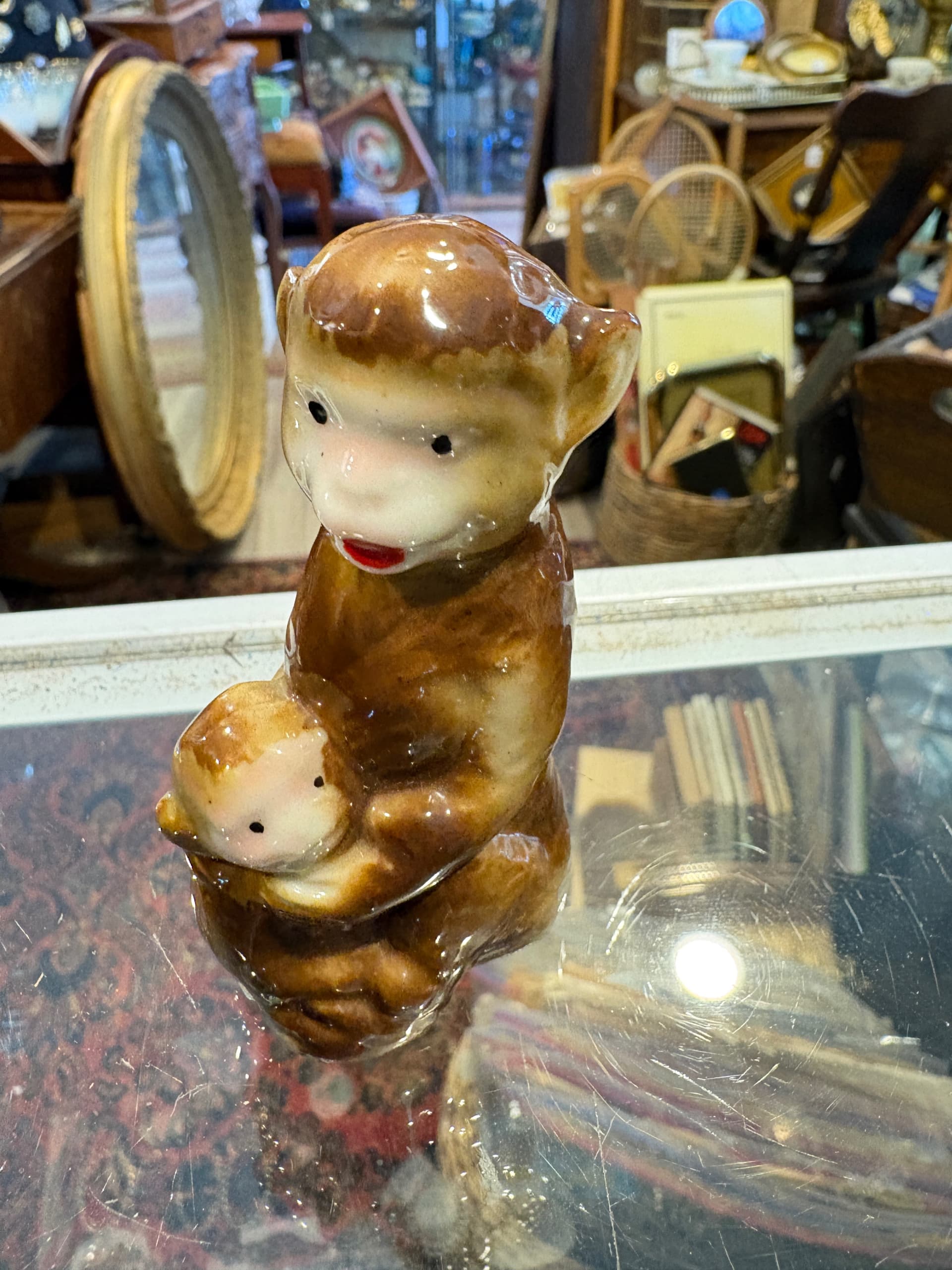 Vintage Ceramic Monkey & Baby Figurine | Mid-Century Japan | 1950s Novelty Porcelain - Regular - Thumbnail 5