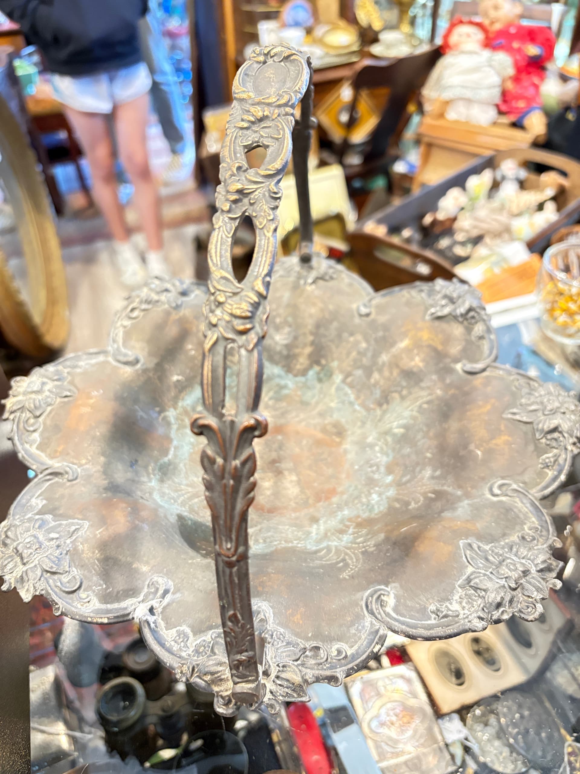 Victorian Silverplate Bride’s Basket with Ornate Pierced Handle - Regular - Thumbnail 2
