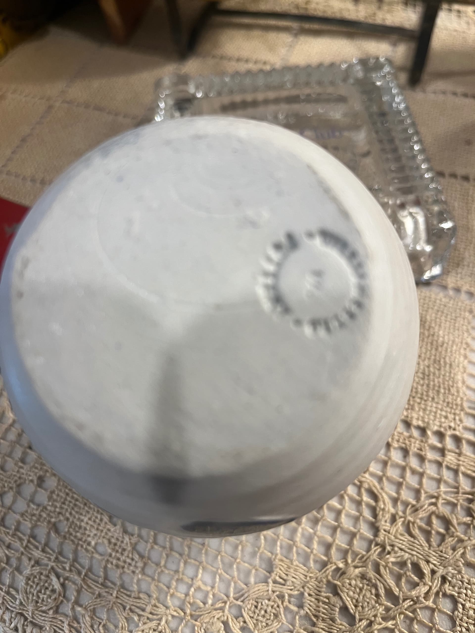 Vintage Williamsburg Pottery Small Jar | Gray Salt Glaze Cobalt Blue Flower Motif | 3” Virginia Stoneware - Regular - Thumbnail 4