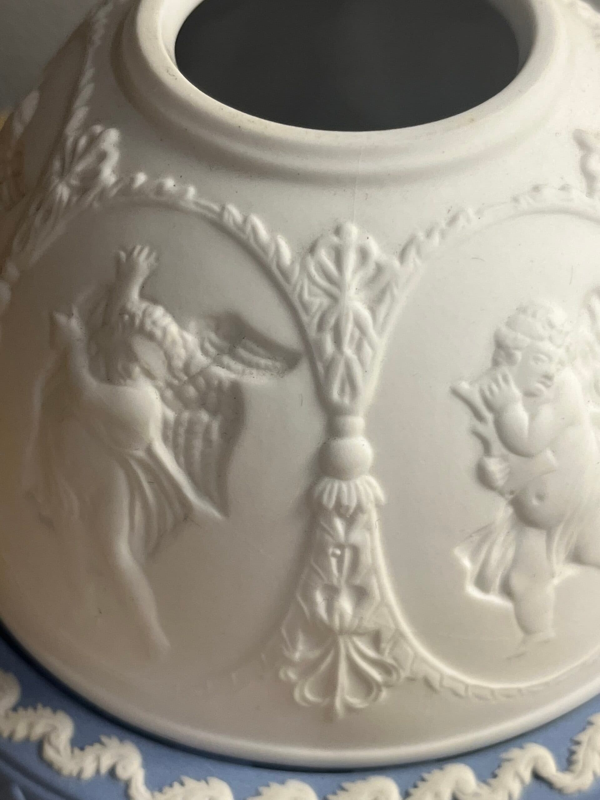 Wedgwood Jasperware Candle Votive Shade & Tray Set — Blue & White Cherub Relief - Regular - Thumbnail 4