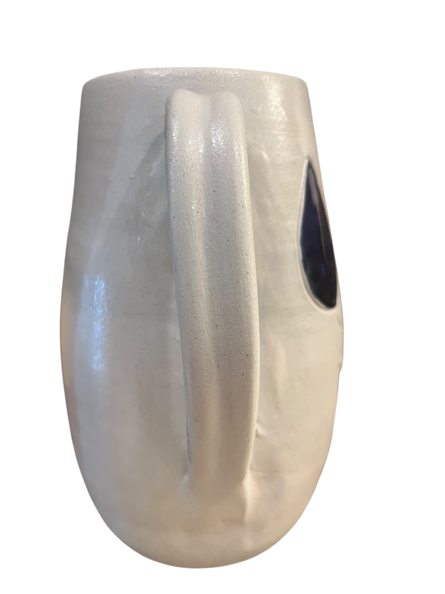 Vintage Williamsburg Pottery Pitcher | Salt Glaze Gray & Cobalt Blue Tulip Design | 6.75” Virginia Stoneware - Regular - Thumbnail 5