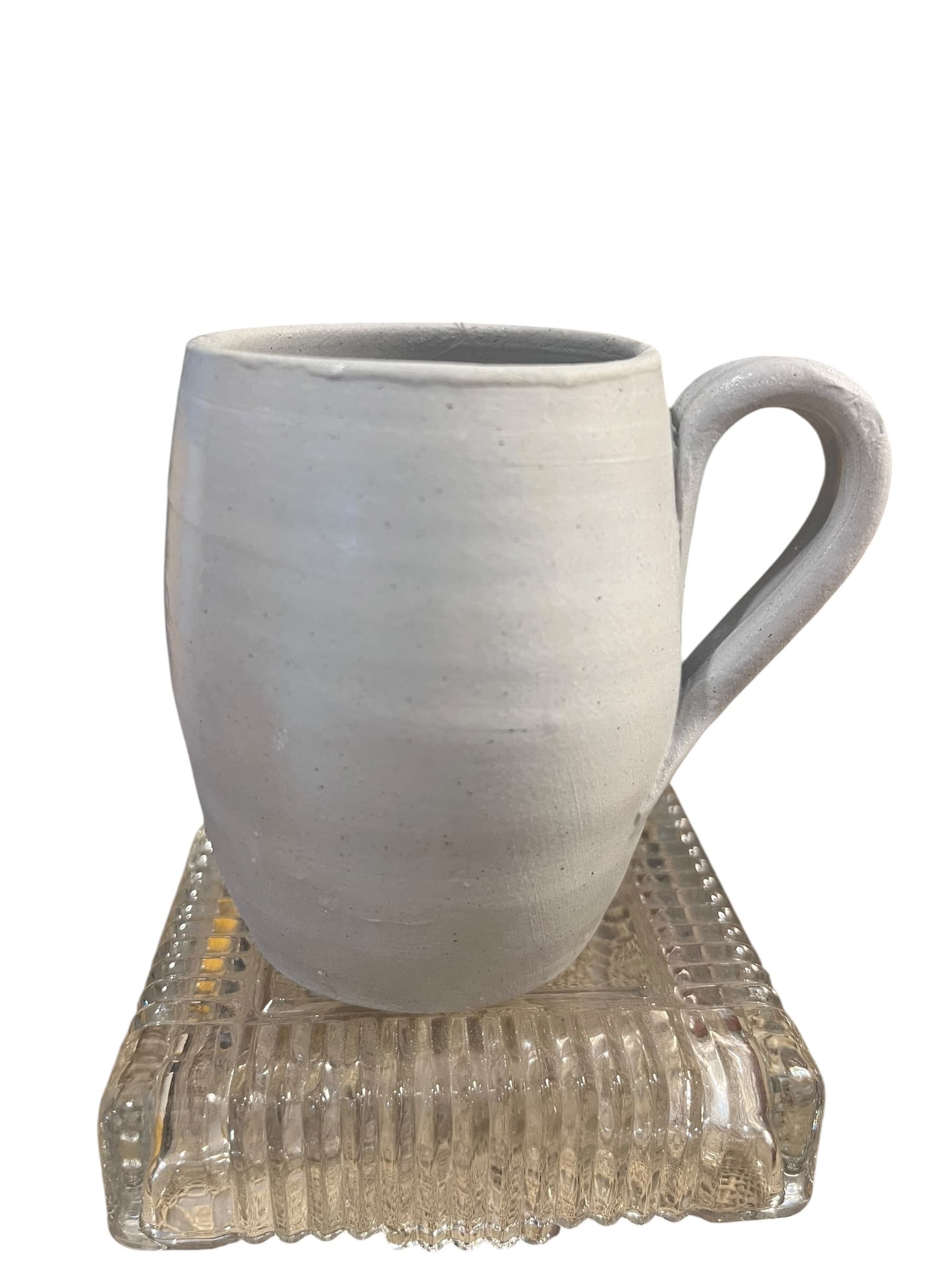 Vintage Williamsburg Pottery Small Mug | Gray Salt Glaze Cobalt Blue Teardrop Leaf | 3” Virginia Stoneware - Regular - Thumbnail 4