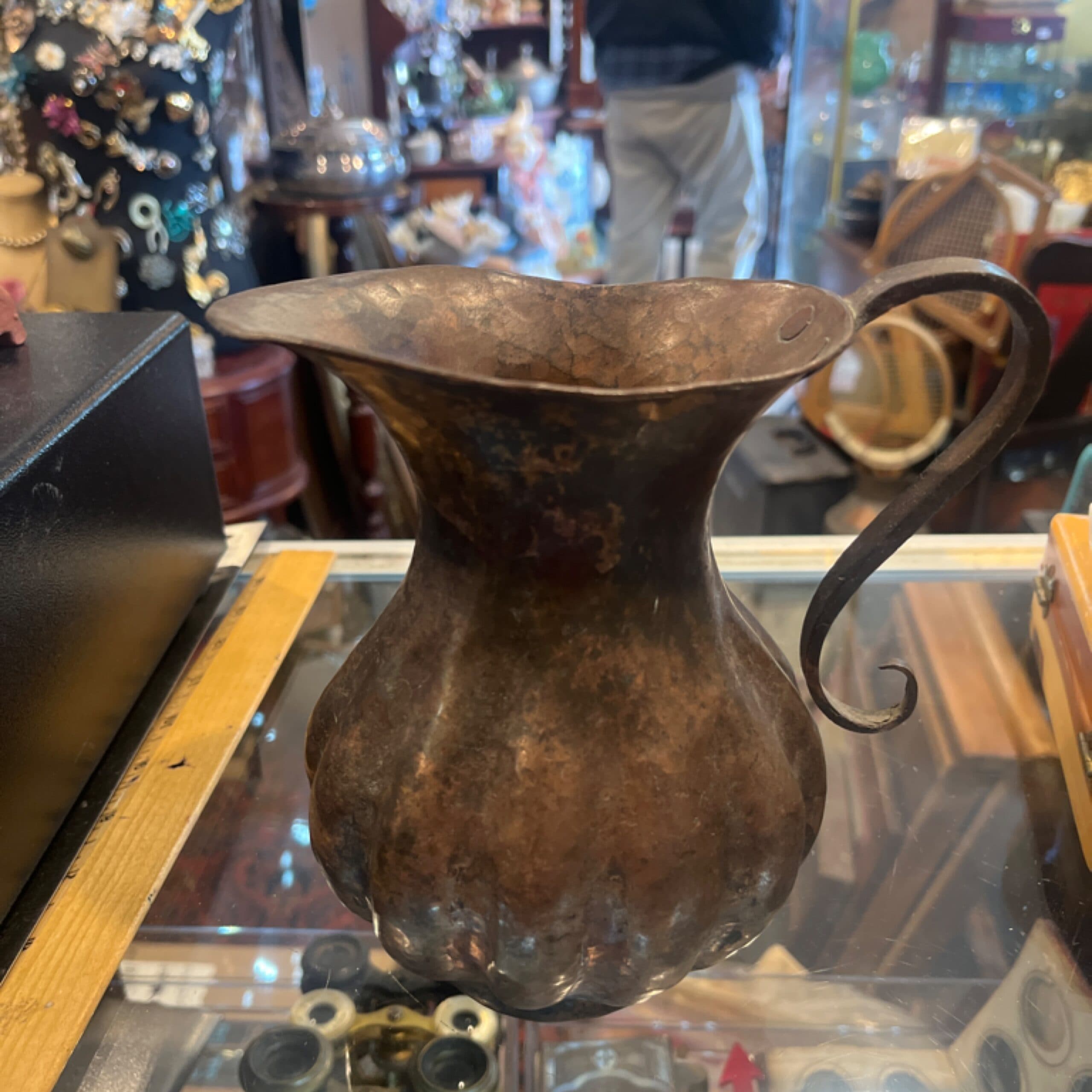 Antique Hand-Hammered Copper Pitcher | Melon Form | Arts & Crafts | Folk Art | Late 19th-Early 20th C. - Regular - Thumbnail 2