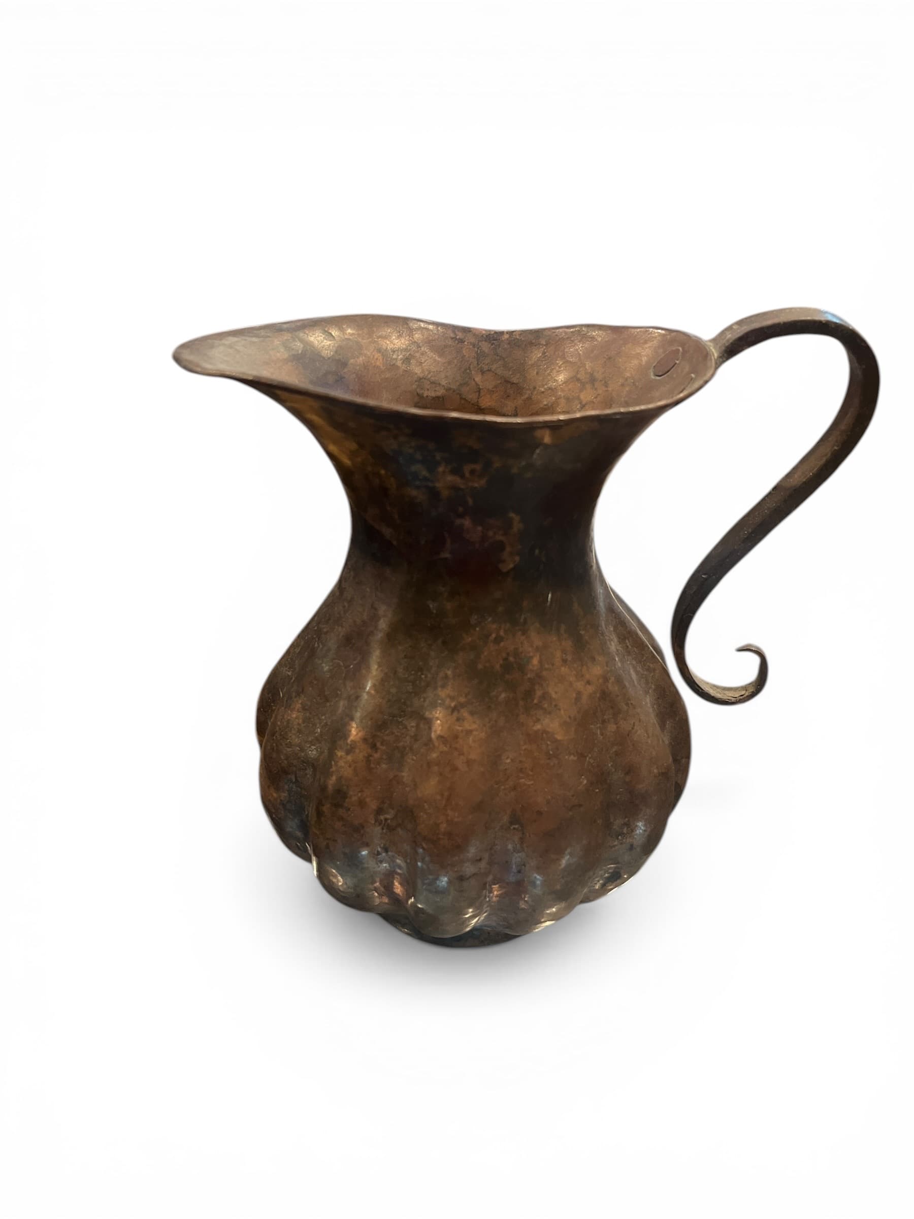 Antique Hand-Hammered Copper Pitcher | Melon Form | Arts & Crafts | Folk Art | Late 19th-Early 20th C. - Regular - Thumbnail 3