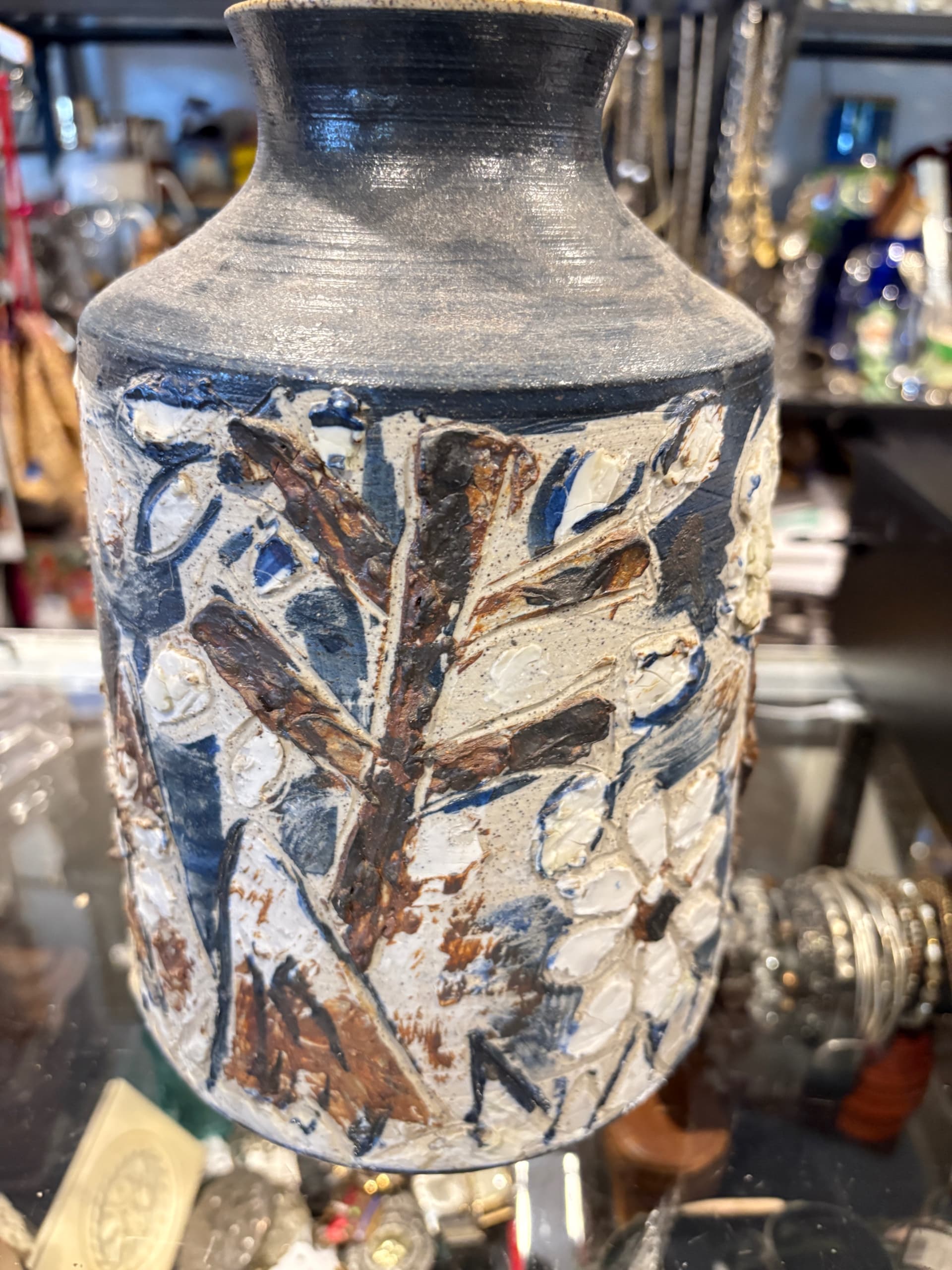 Mid-Century Danish Studio Art Pottery Vase — Signed — Sgraffito Knight, Tree & Sun Motifs — c. 1960s–70s - Regular - Thumbnail 9