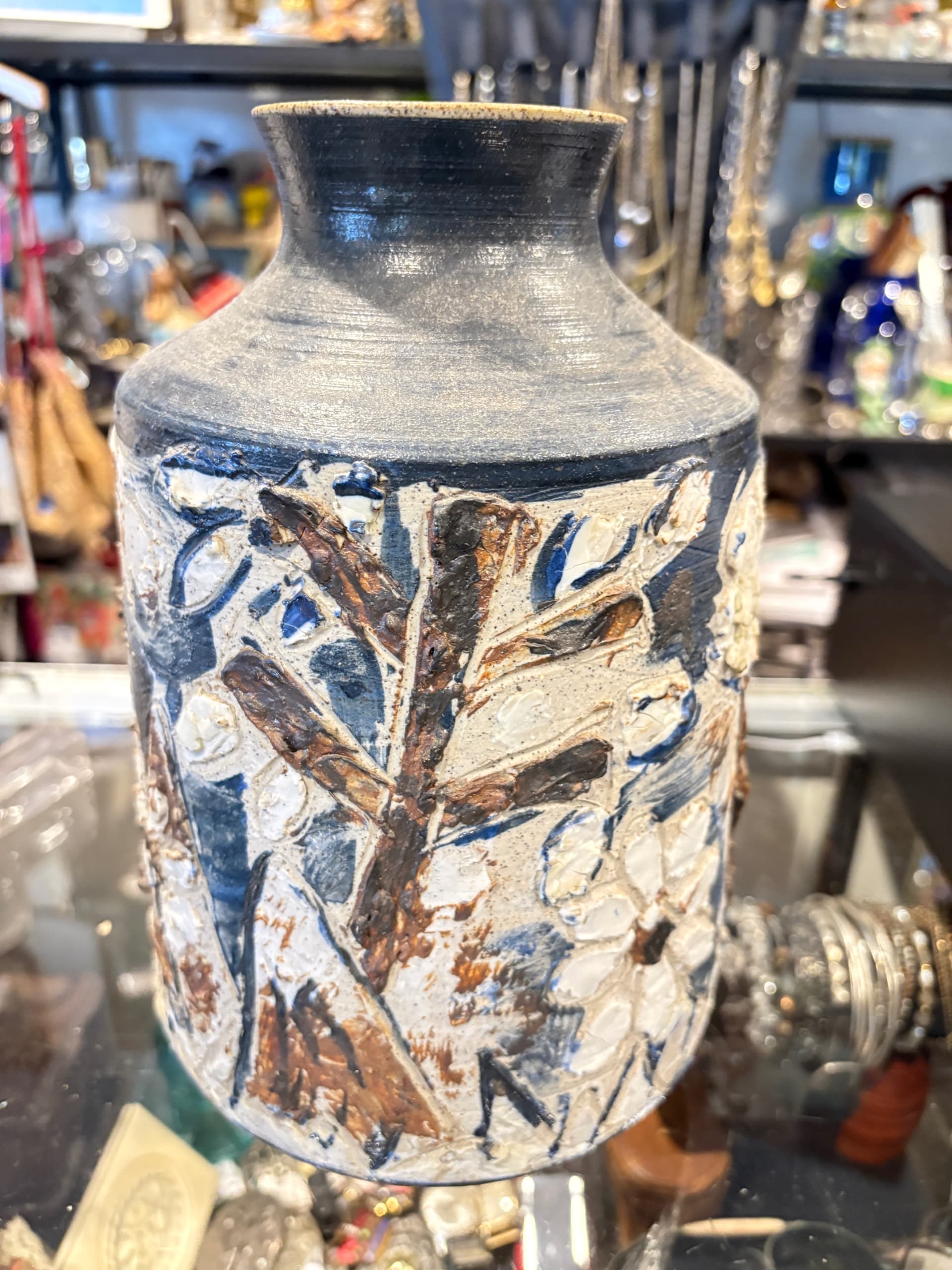 Mid-Century Danish Studio Art Pottery Vase — Signed — Sgraffito Knight, Tree & Sun Motifs — c. 1960s–70s - Regular - Thumbnail 4