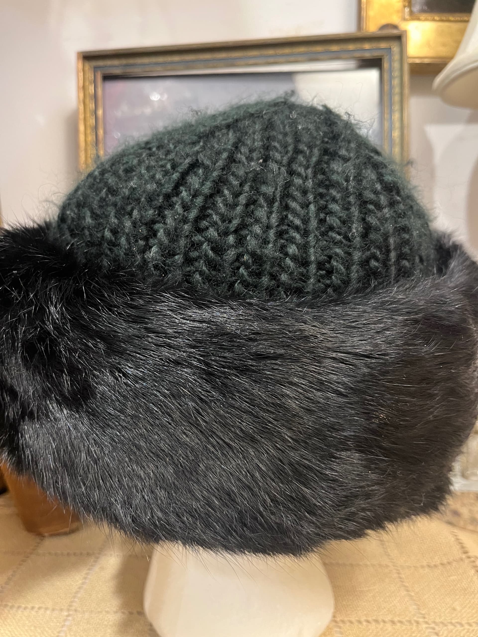Vintage Surell Fur Knit Hat [1268] - Regular - Thumbnail 2