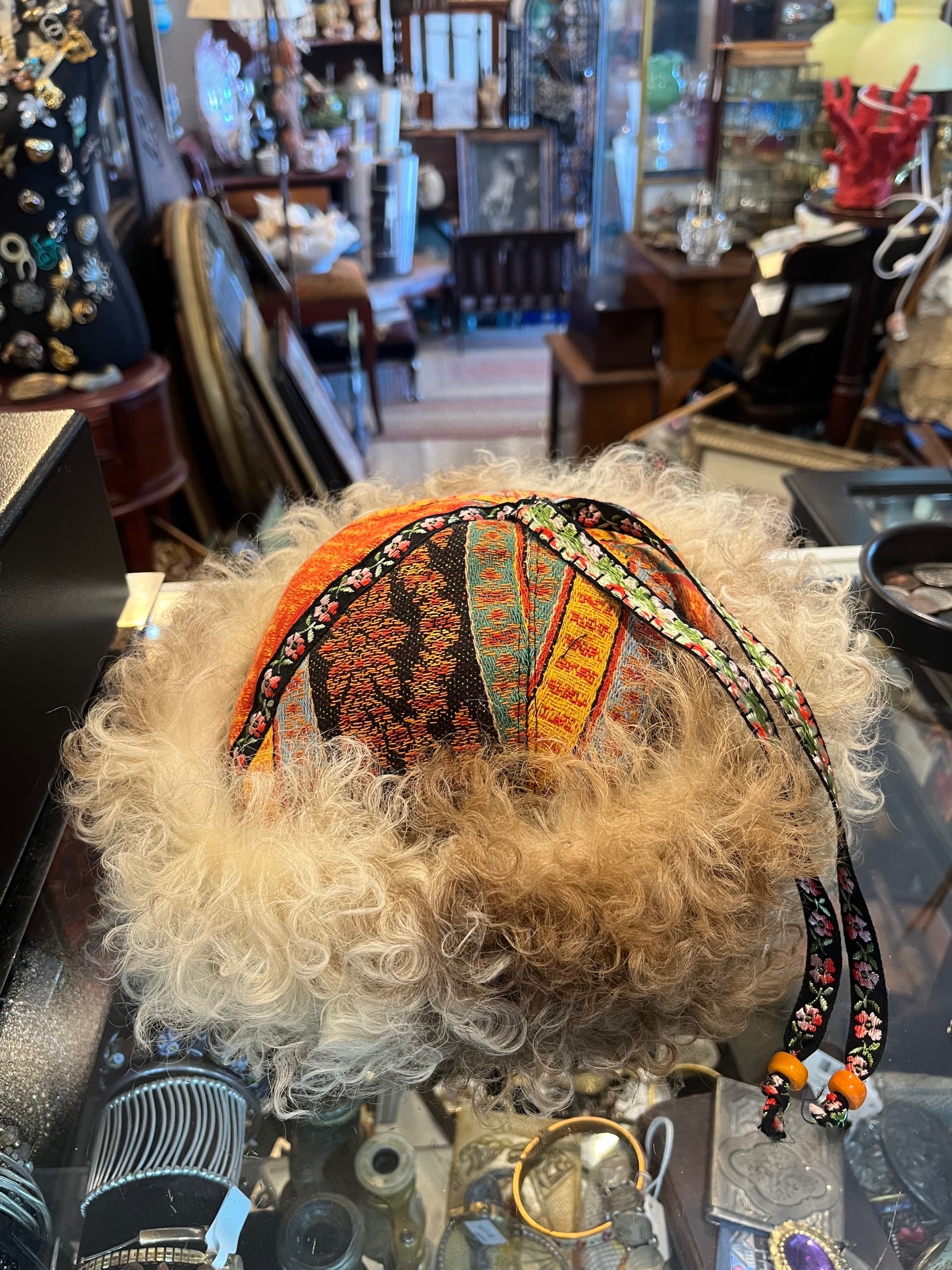 Brocade Handcrafted Hat with Natural Lamb (1268) - Regular - Thumbnail 6