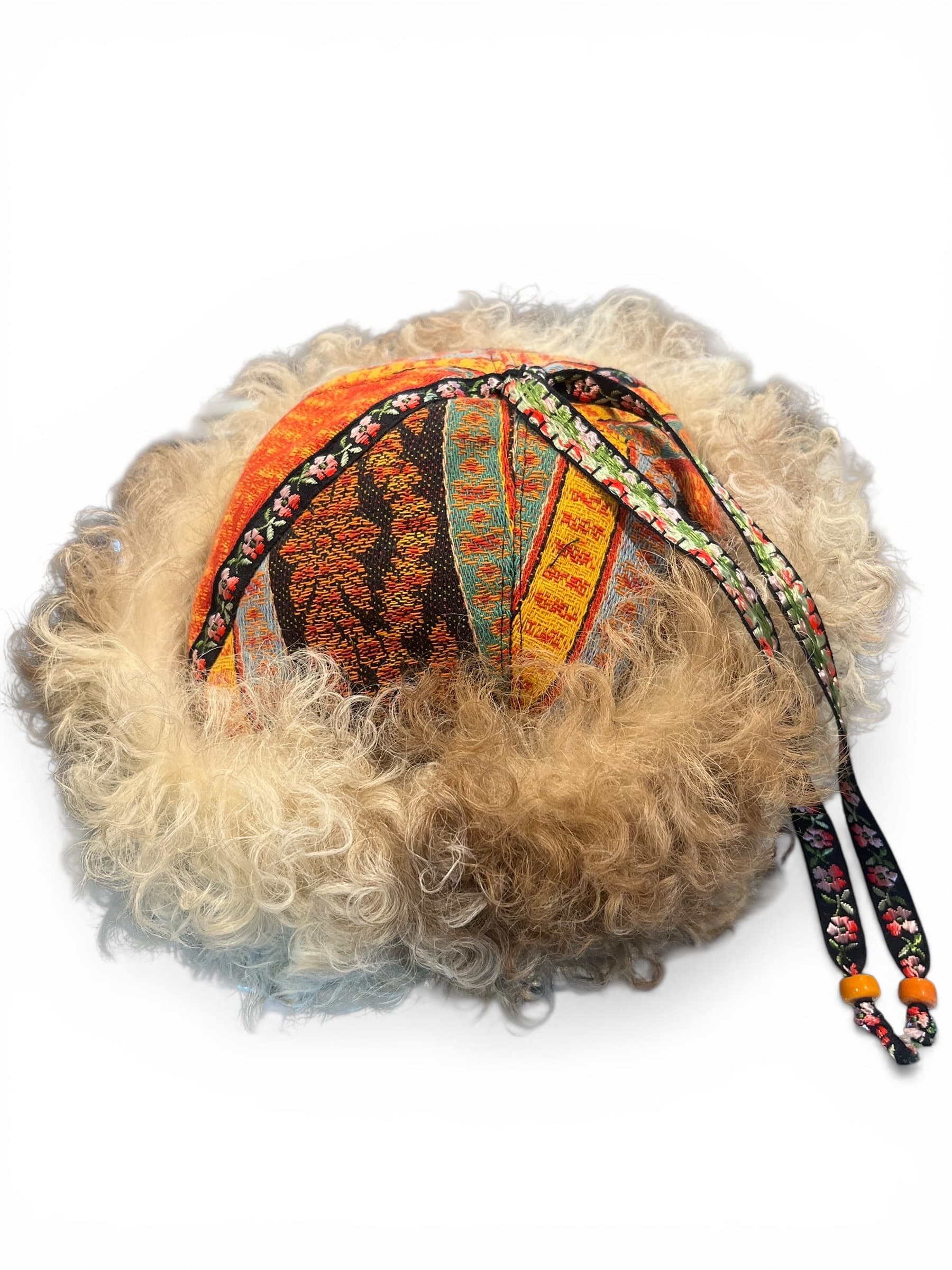 Brocade Handcrafted Hat with Natural Lamb (1268) - Regular - Thumbnail 7