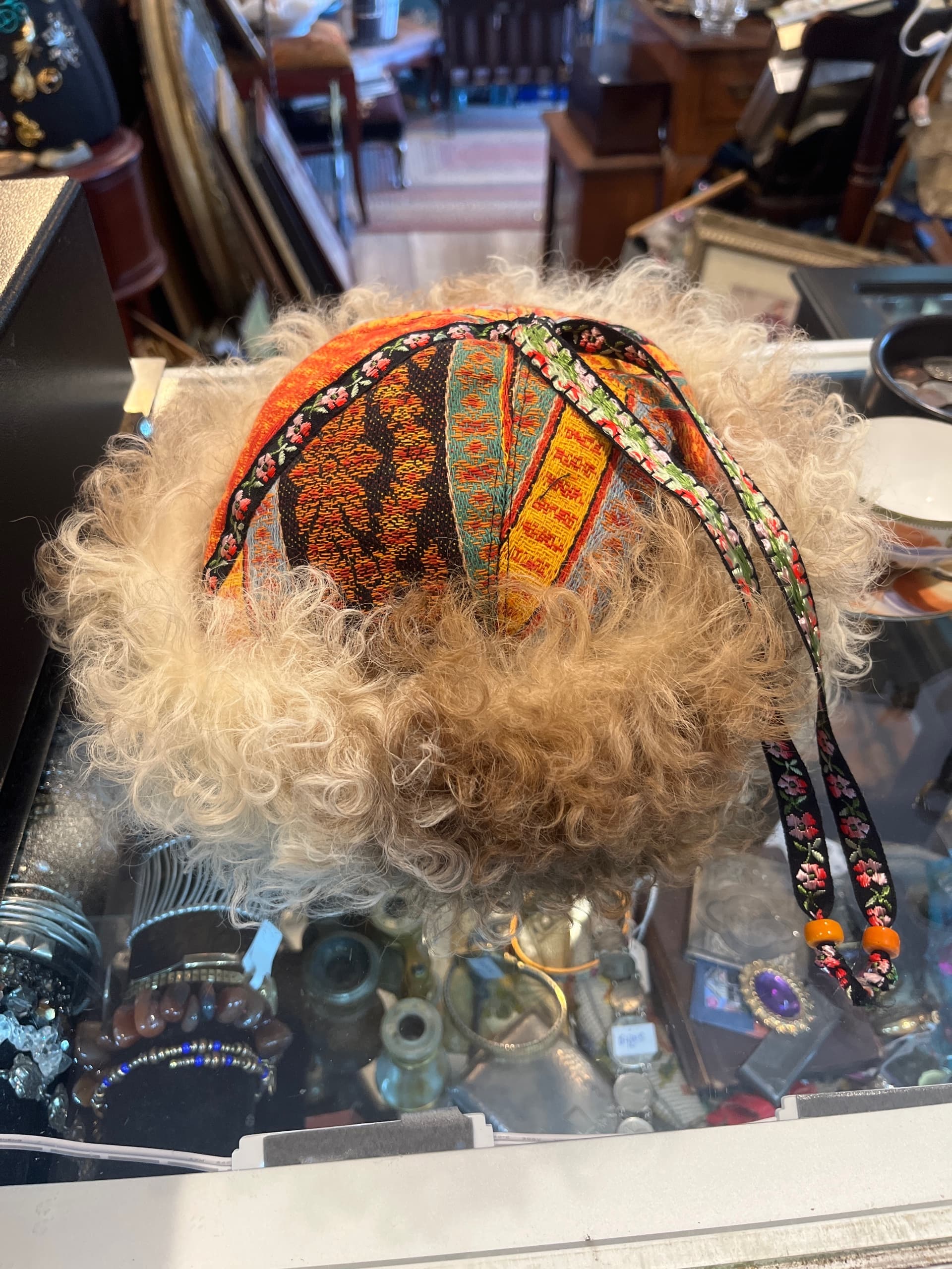 Brocade Handcrafted Hat with Natural Lamb (1268) - Regular - Thumbnail 5