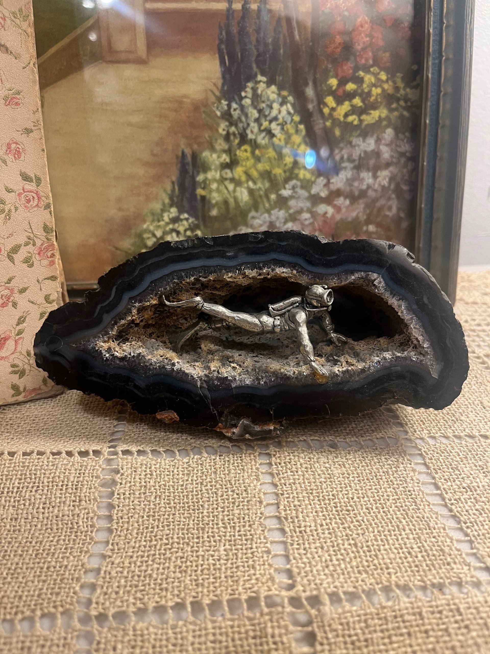 Geode Diorama with a Pewter Diver Figurine [1267] - Regular - Thumbnail 3