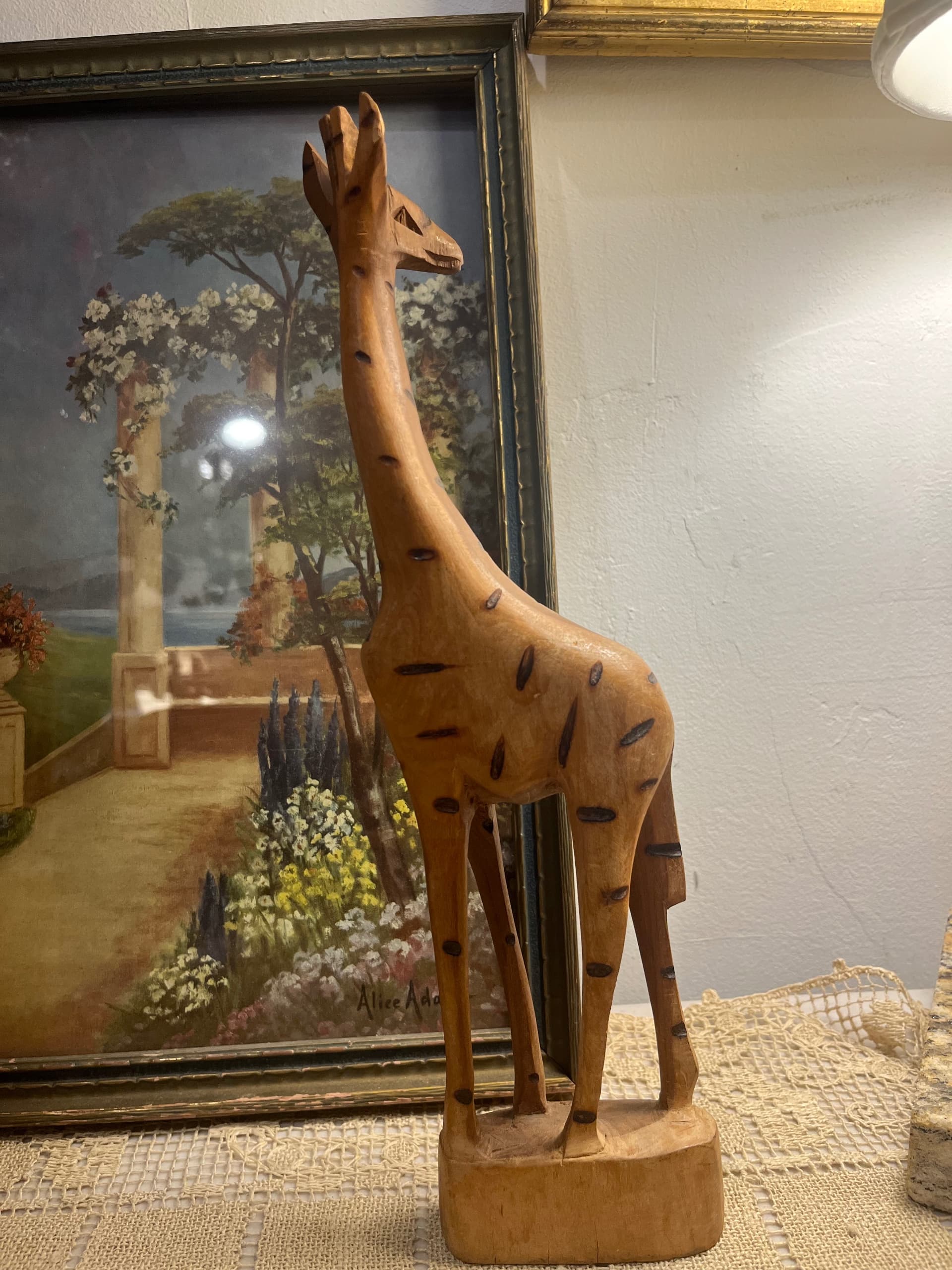 Carved Wooden Giraffe Figurine - Regular - Thumbnail 2