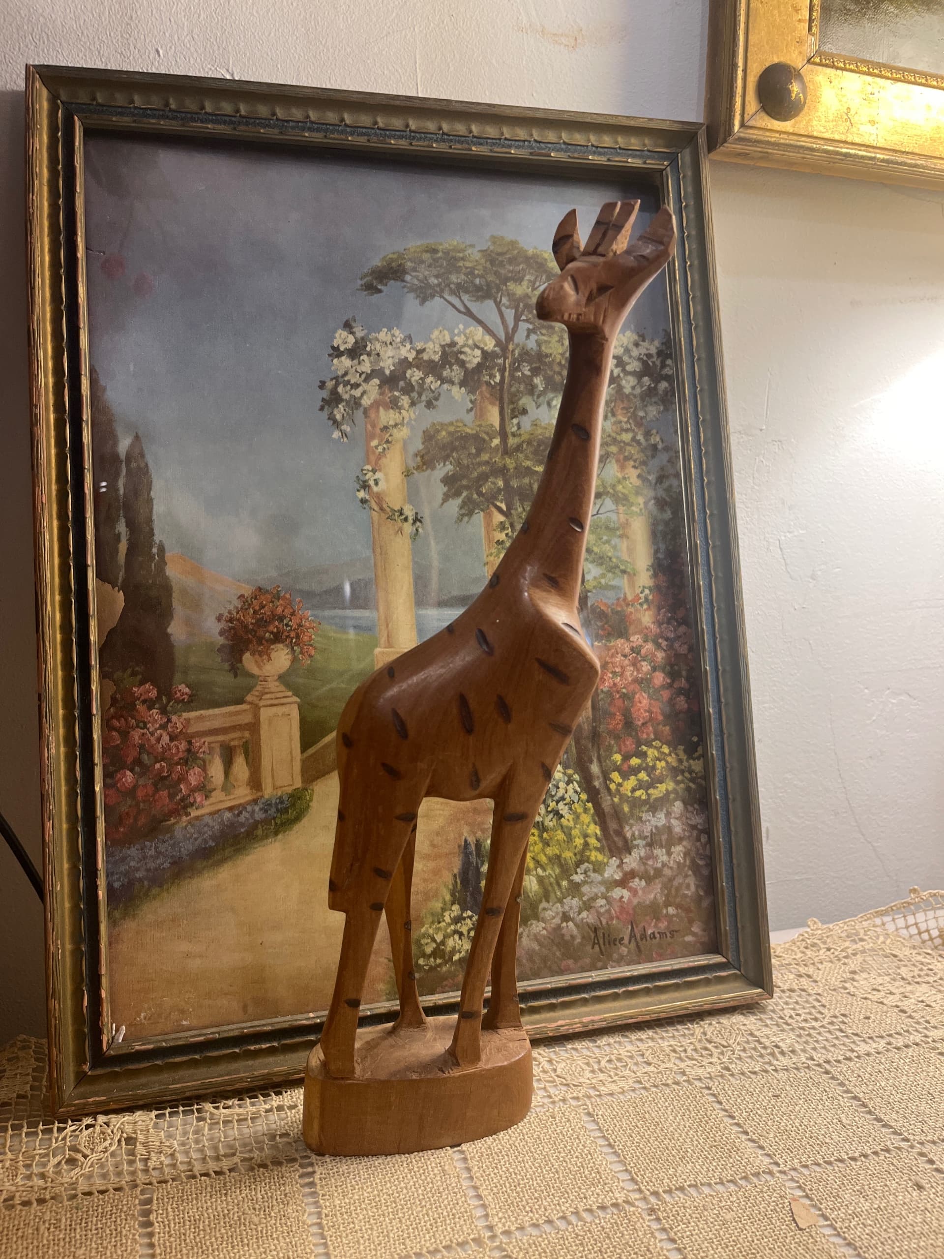 Carved Wooden Giraffe Figurine - Regular - Thumbnail 3
