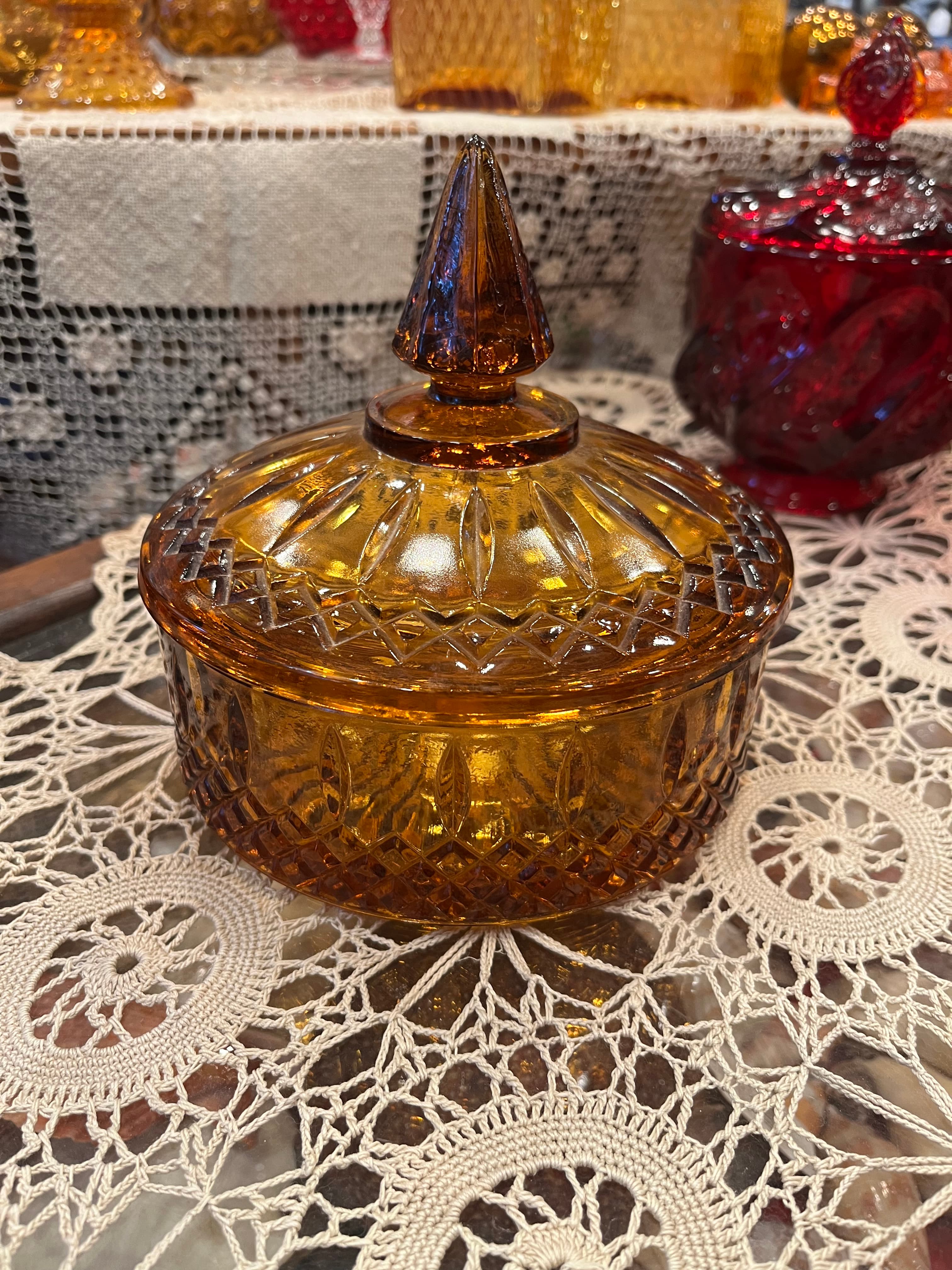 Indiana Glass Company Amber Covered Candy Dish - Regular - Thumbnail 5
