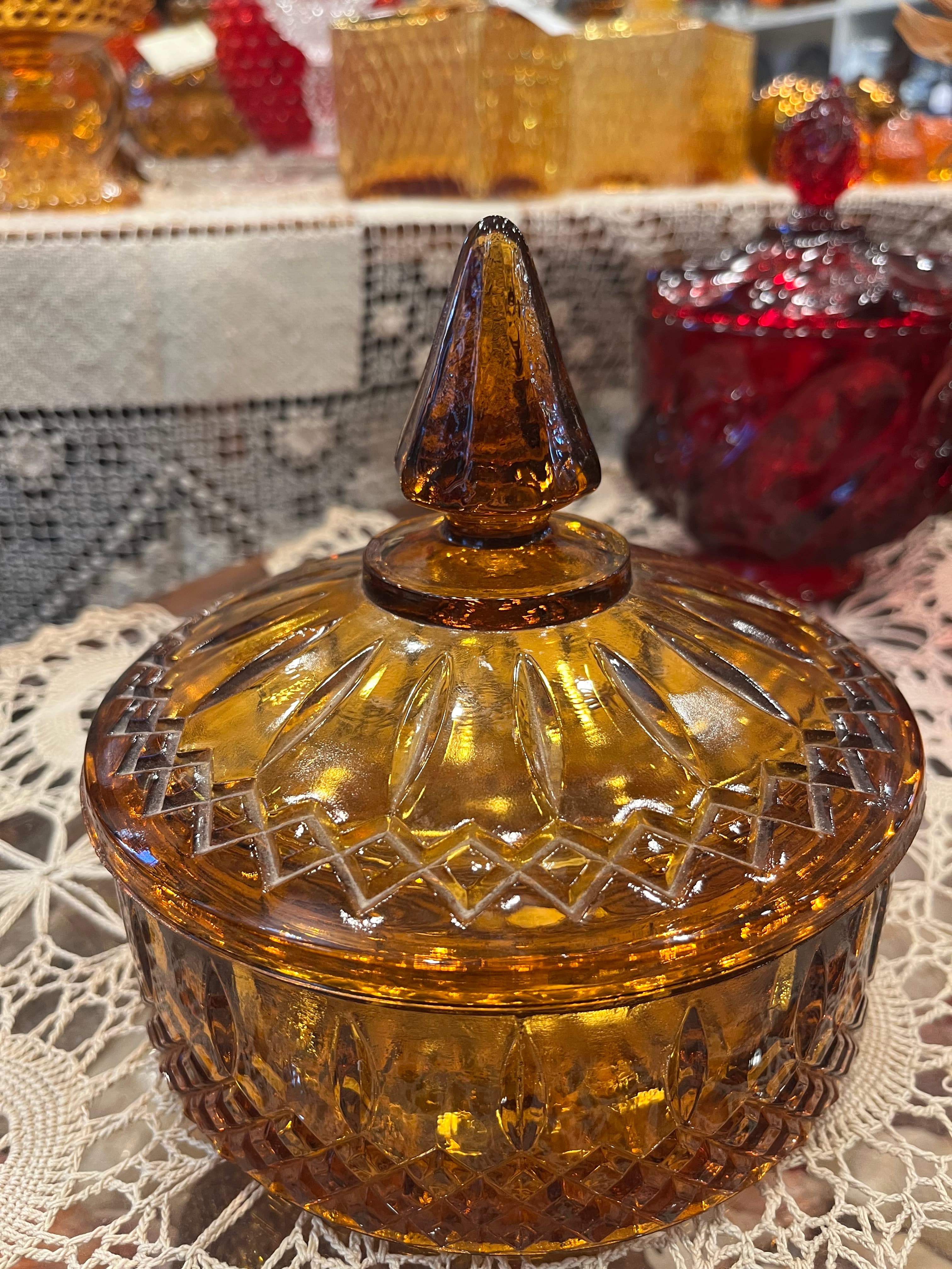 Indiana Glass Company Amber Covered Candy Dish - Regular - Thumbnail 4