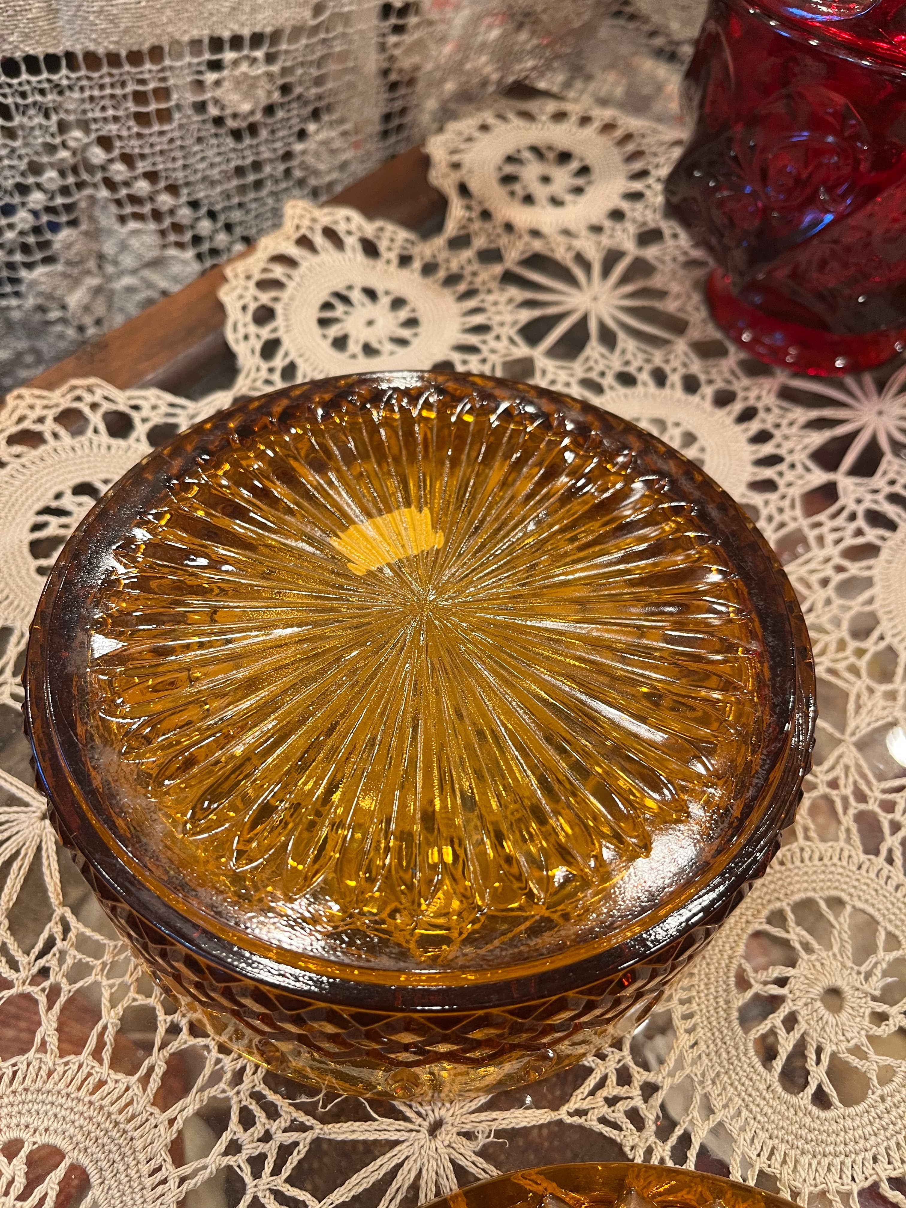 Indiana Glass Company Amber Covered Candy Dish - Regular - Thumbnail 6