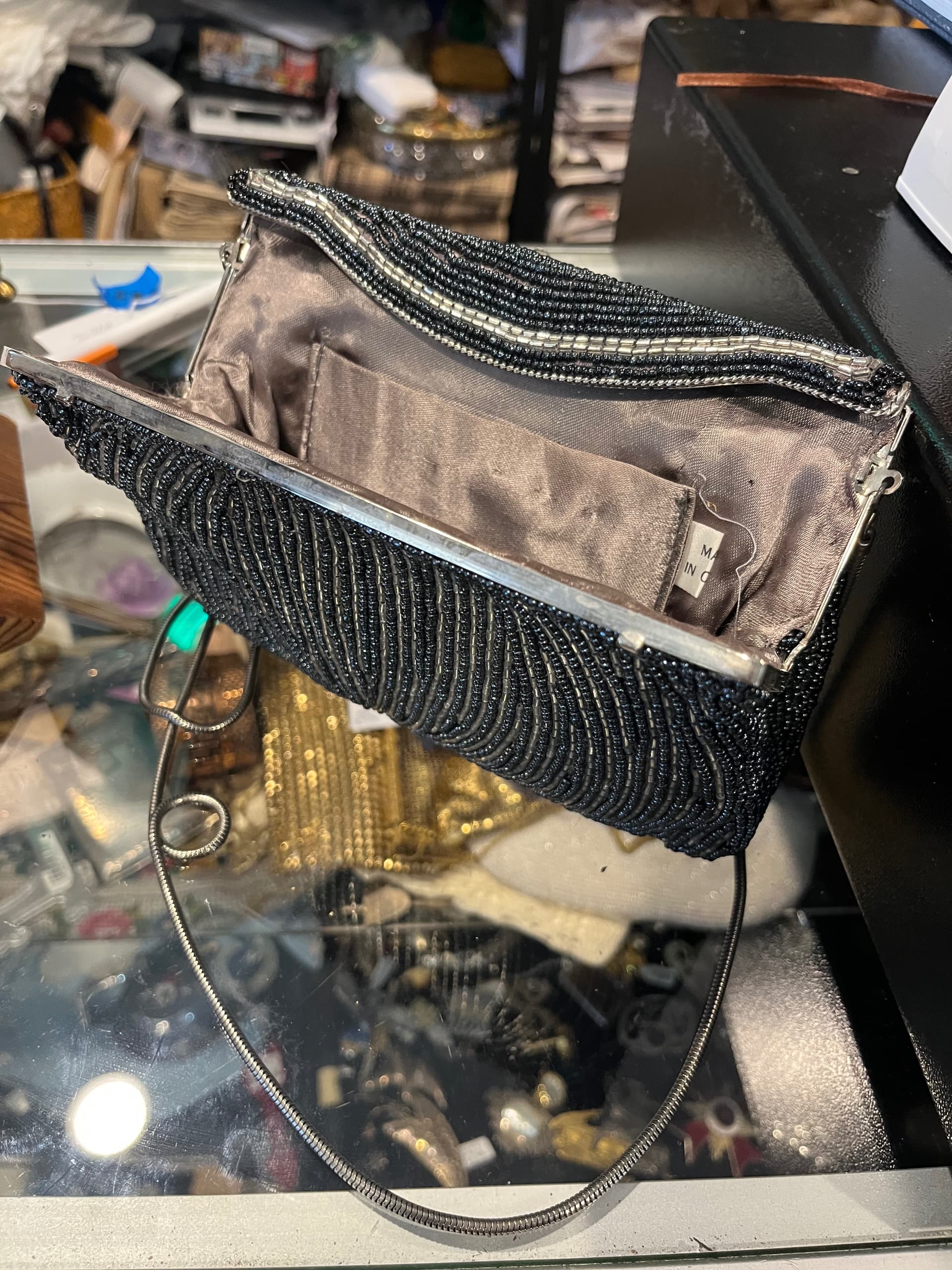 Beaded black evening bag - Regular - Thumbnail 3
