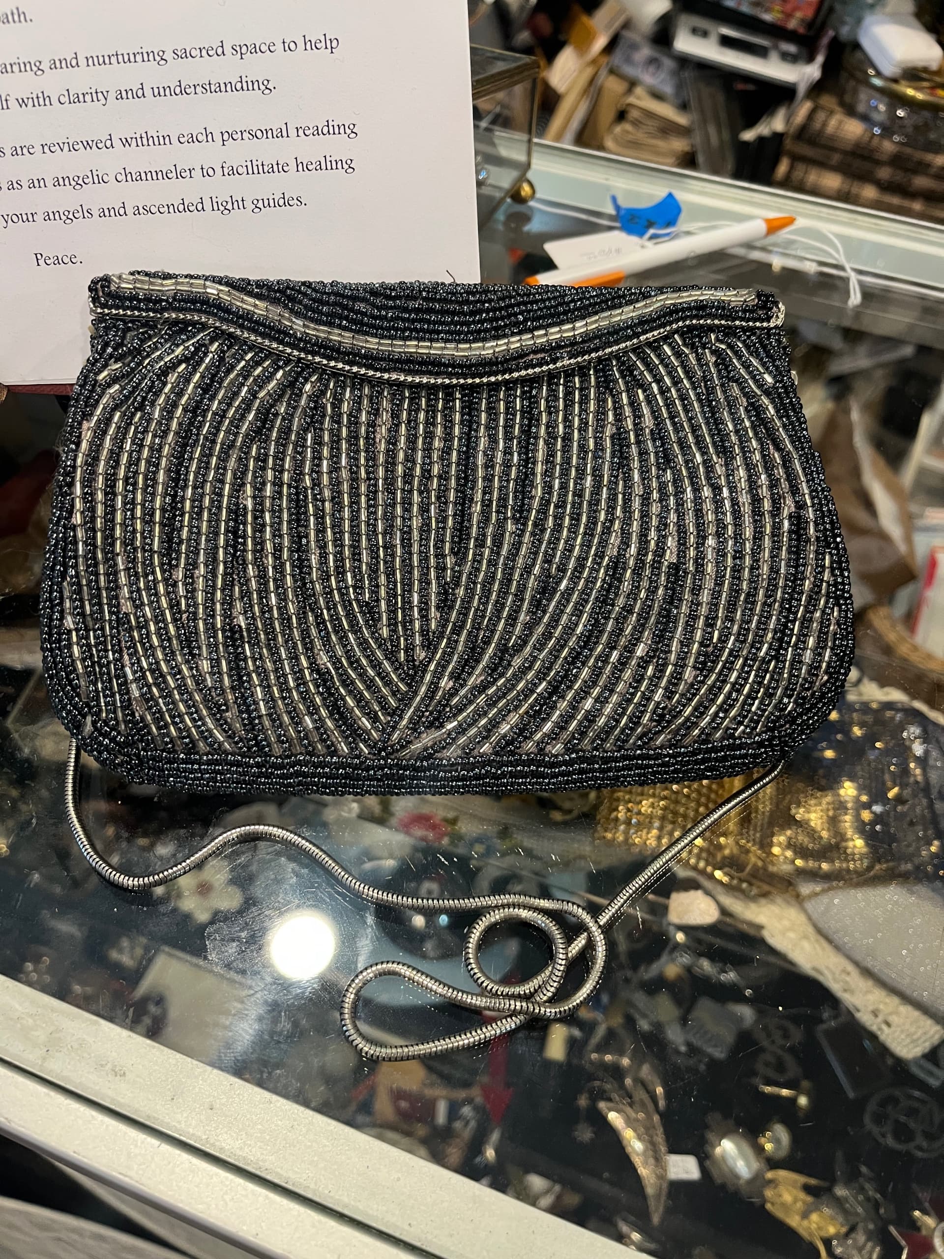 Beaded black evening bag - Regular - Thumbnail 2