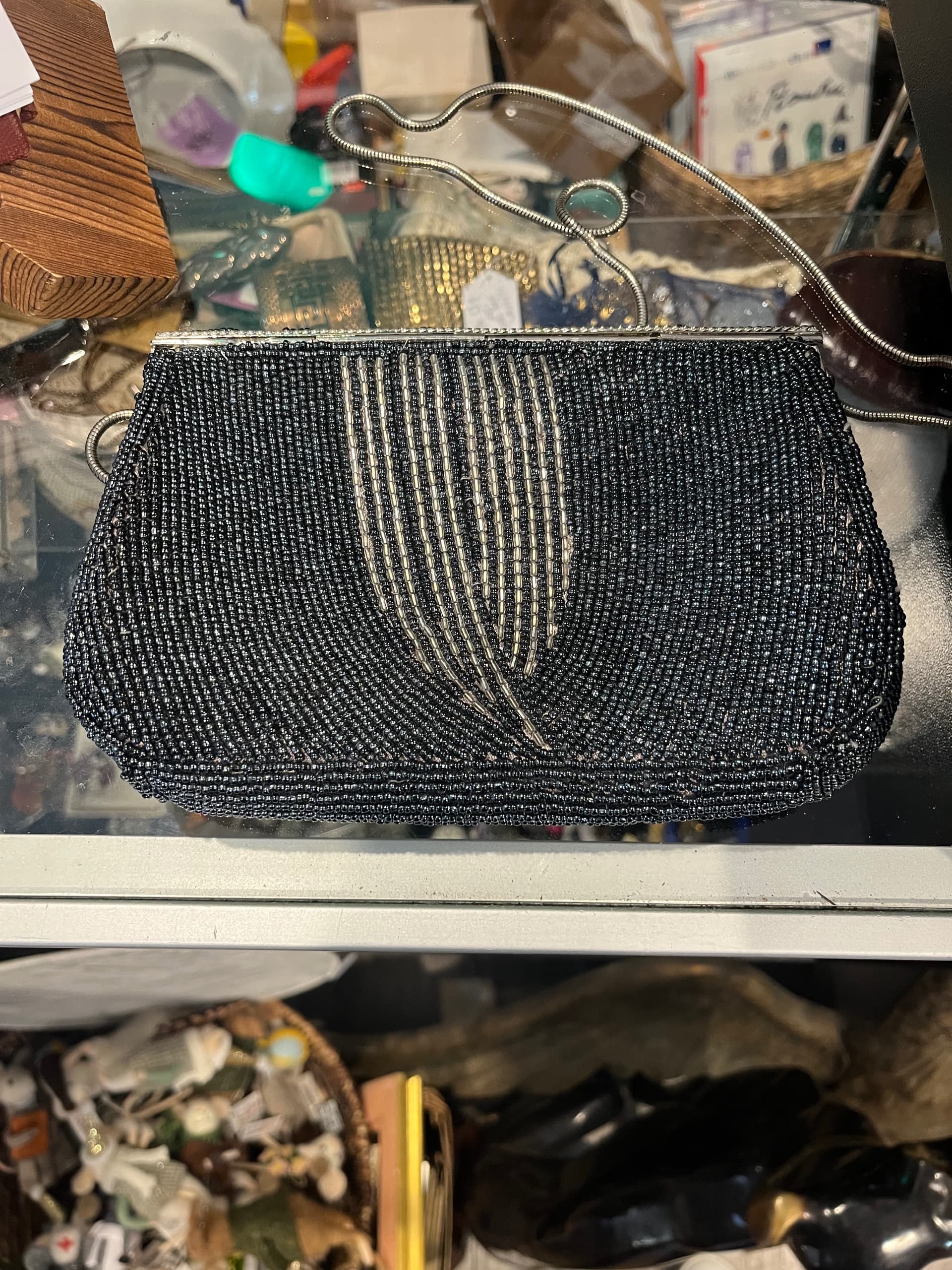Beaded black evening bag - Regular - Thumbnail 4