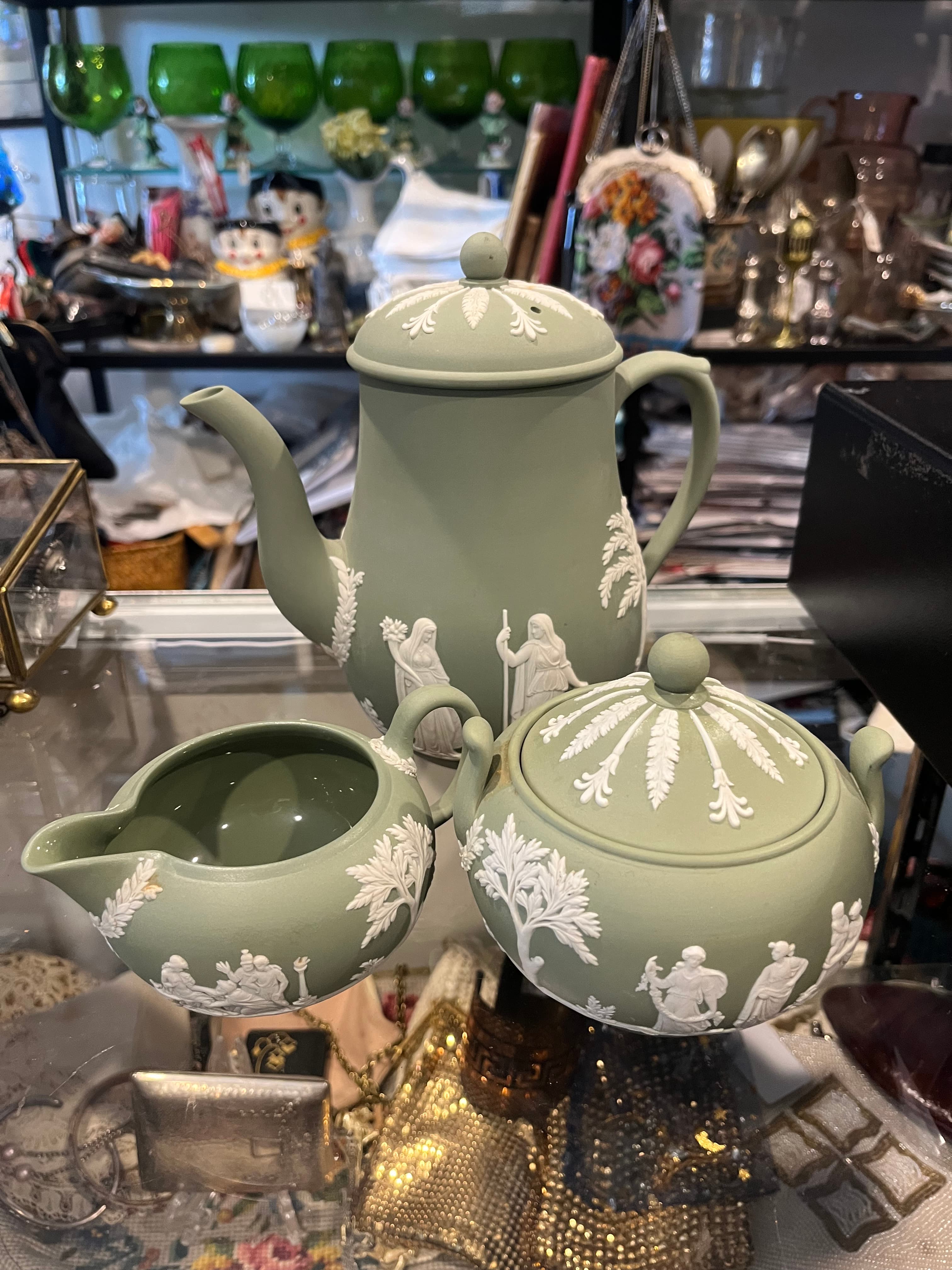 Wedgwood Sage Jasperware Coffee Set - Regular