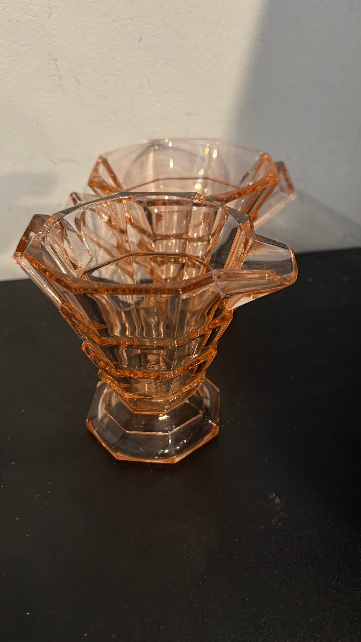 Art Deco Depression Glass Pink cream & Sugar - Regular - Thumbnail 4