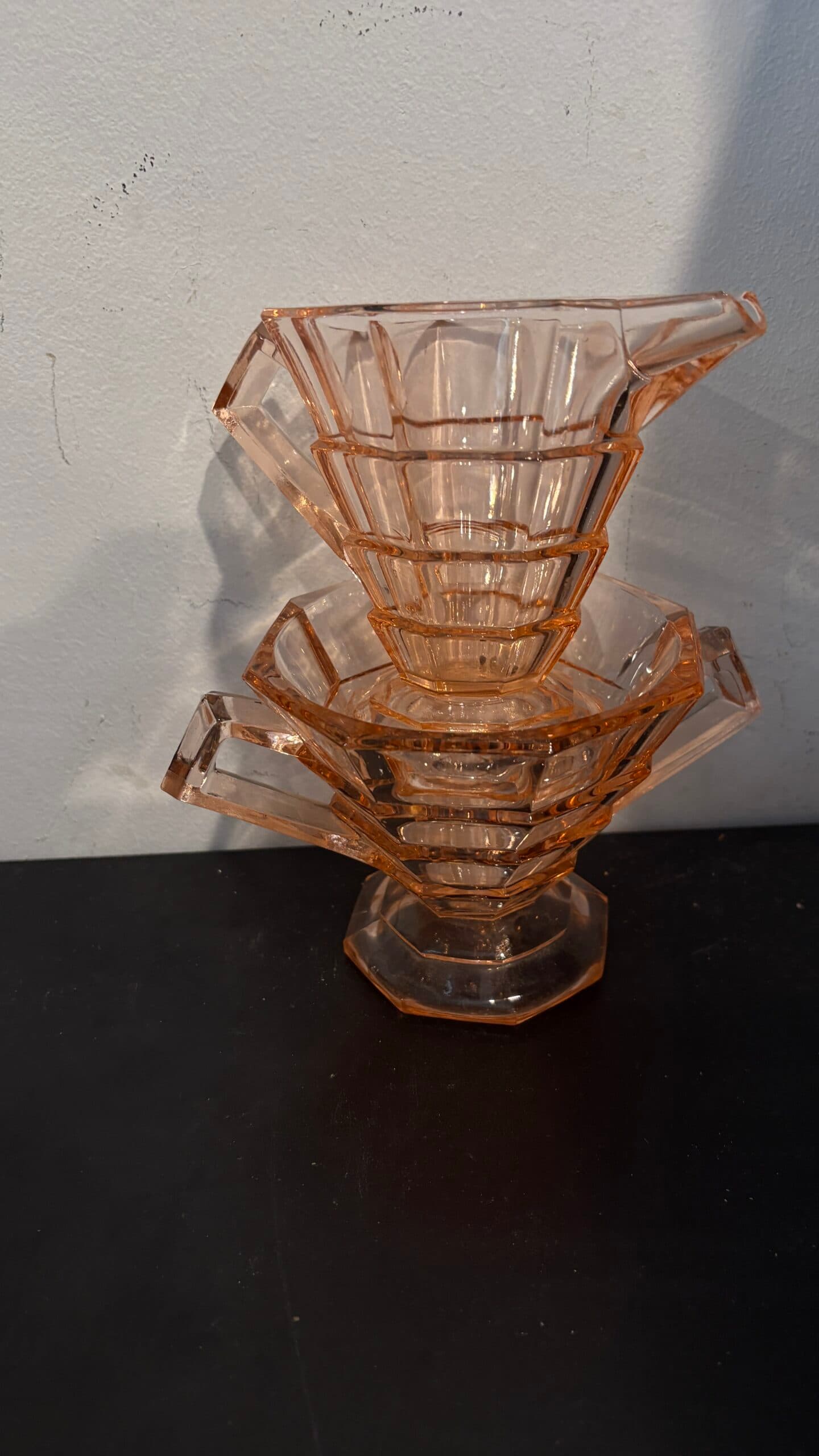 Art Deco Depression Glass Pink cream & Sugar - Regular - Thumbnail 3