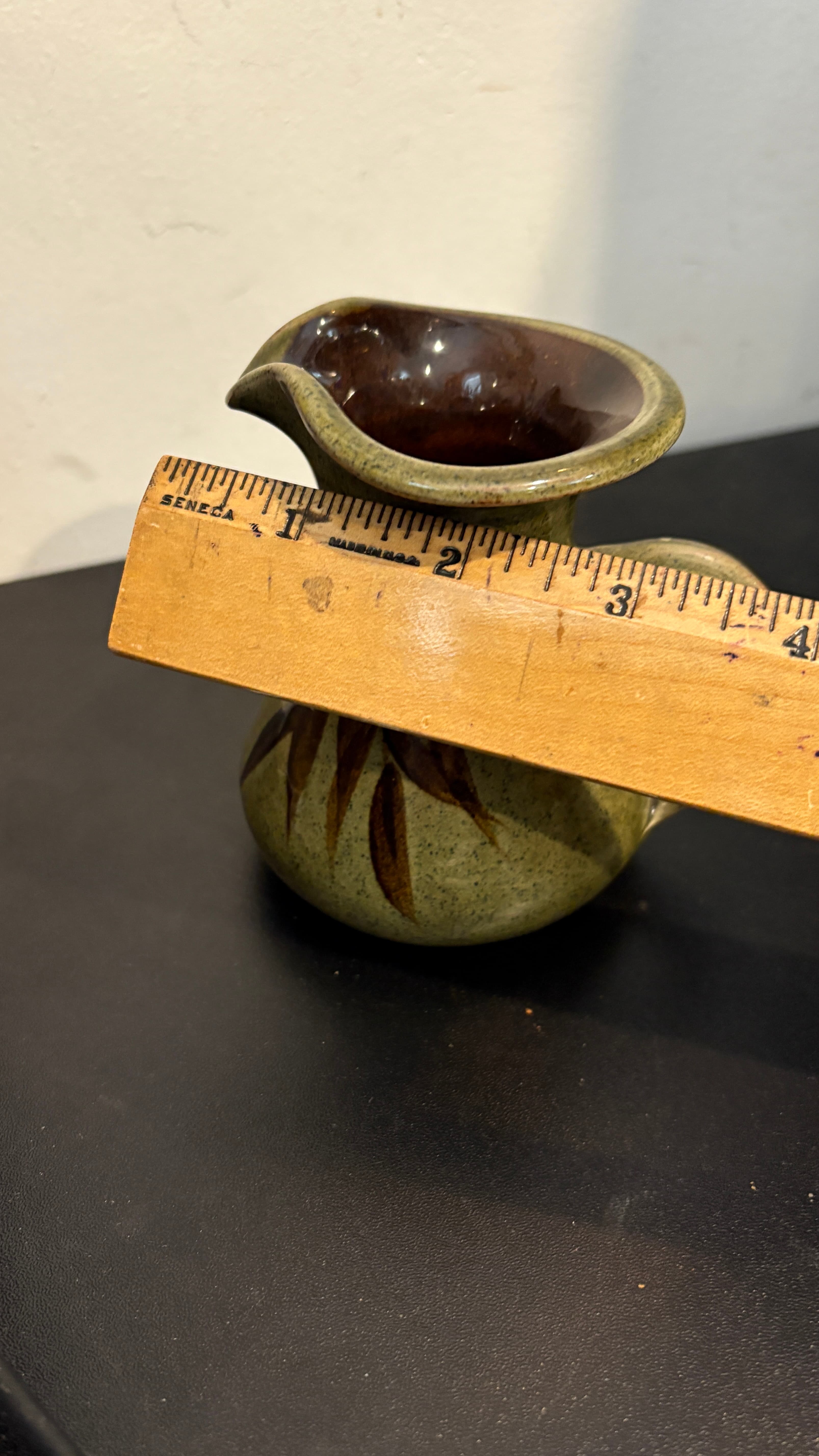 Green 4" Studio Pottery Pitcher - Regular - Thumbnail 4