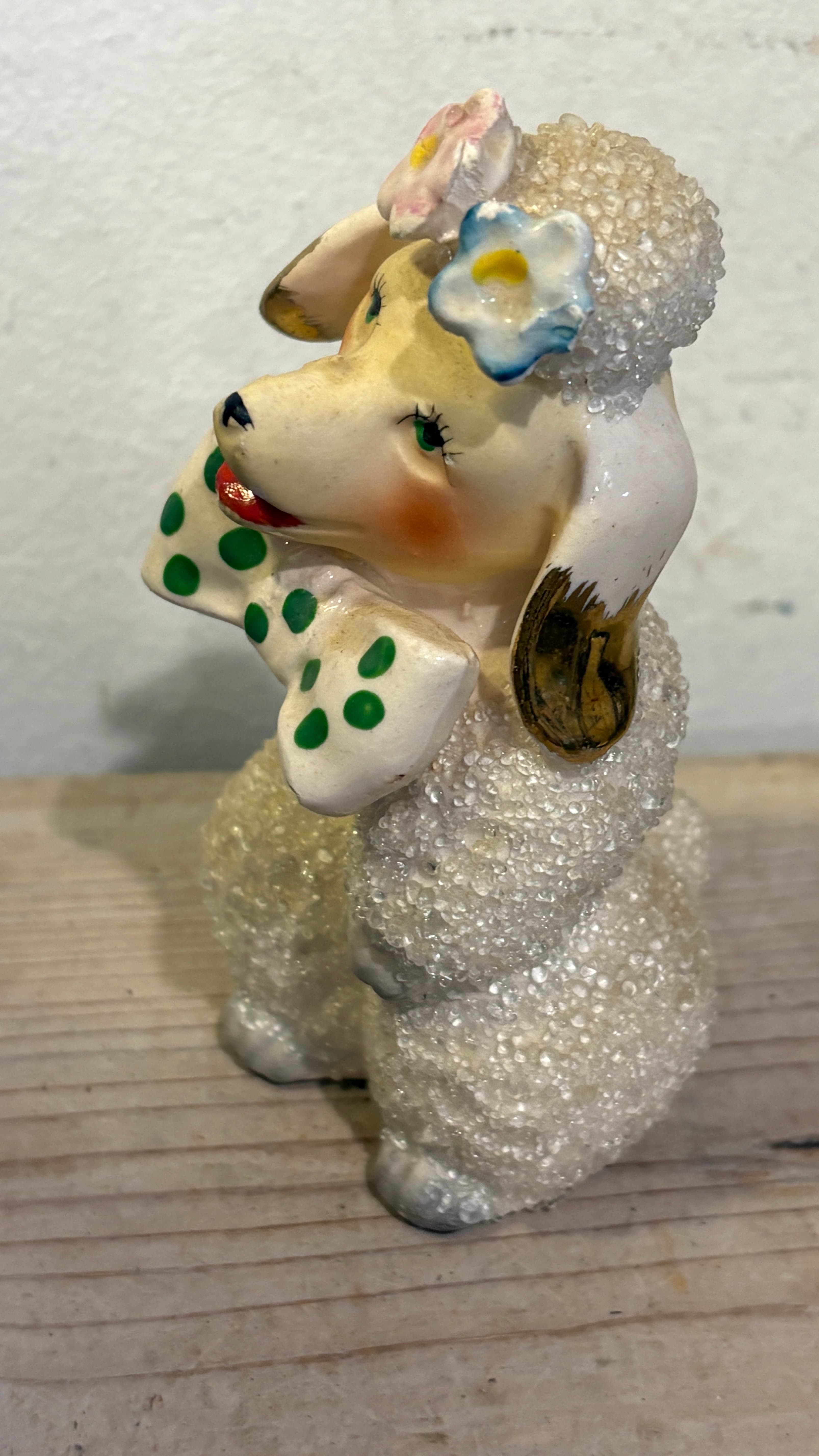 Rare Green Dot Spaghetti Poodle with Floral Hat - Regular - Thumbnail 3