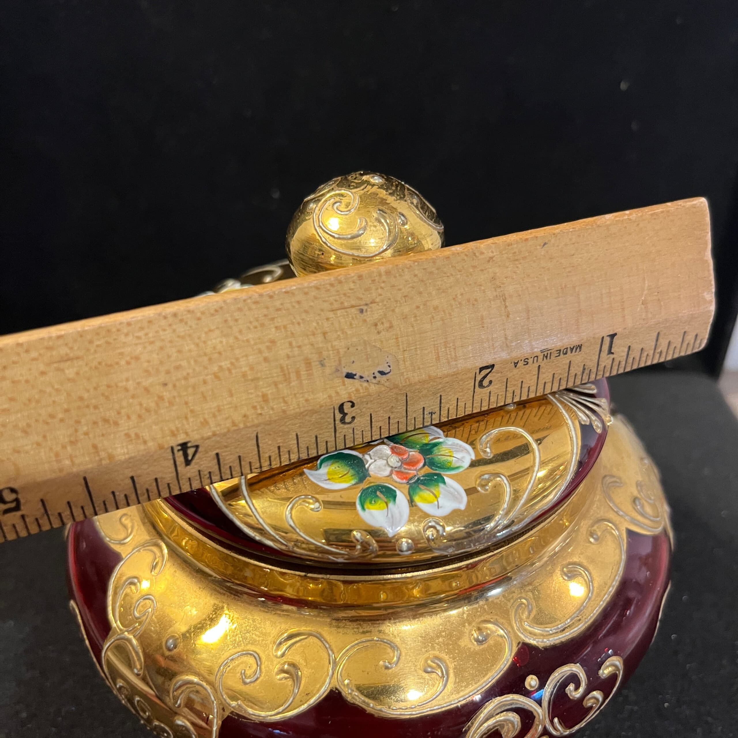 Beautiful Gold overlay Ruby Bohemian Glass Jar - Regular - Thumbnail 9