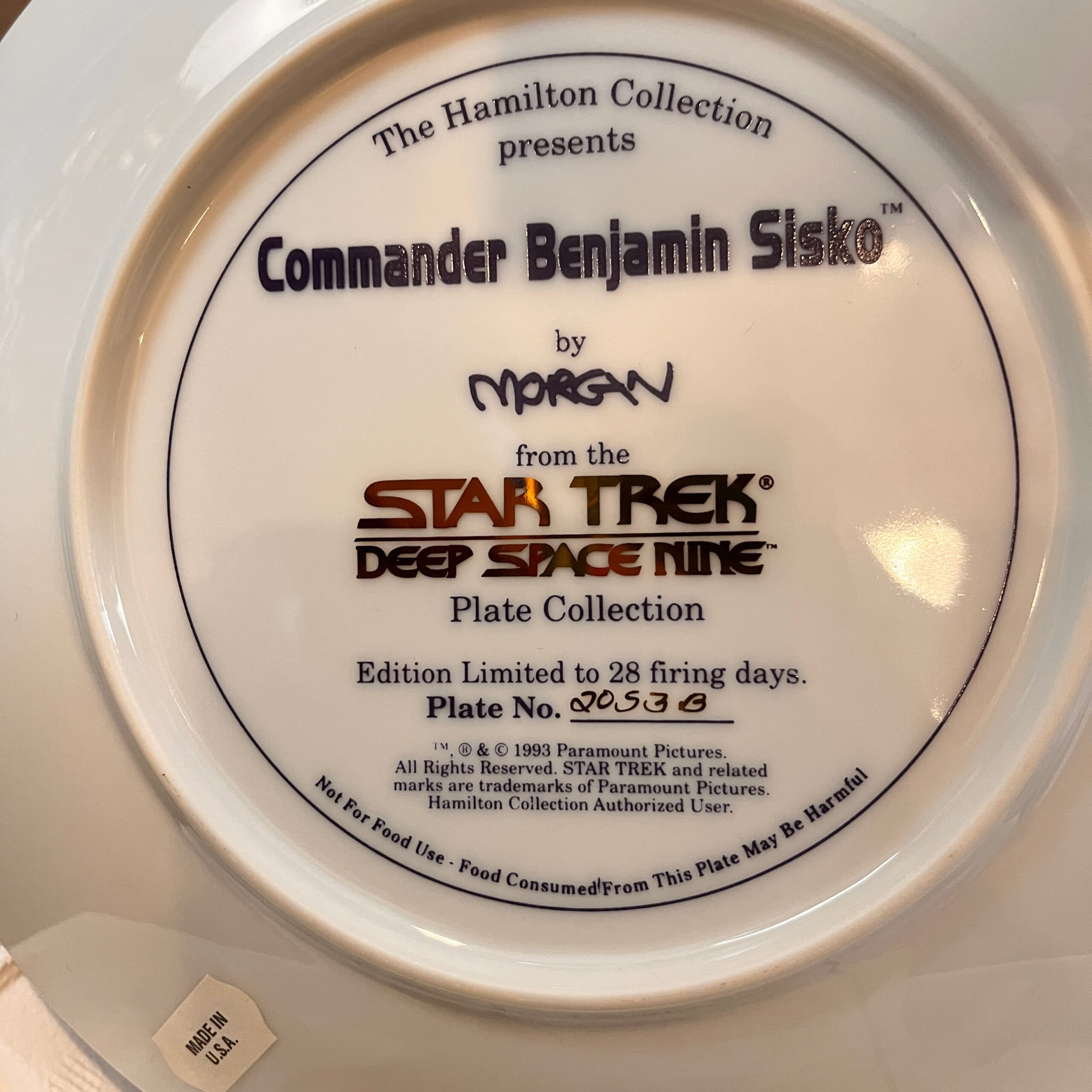 Commander Benjamin Sisko Star Trek Plate - Regular - Thumbnail 4