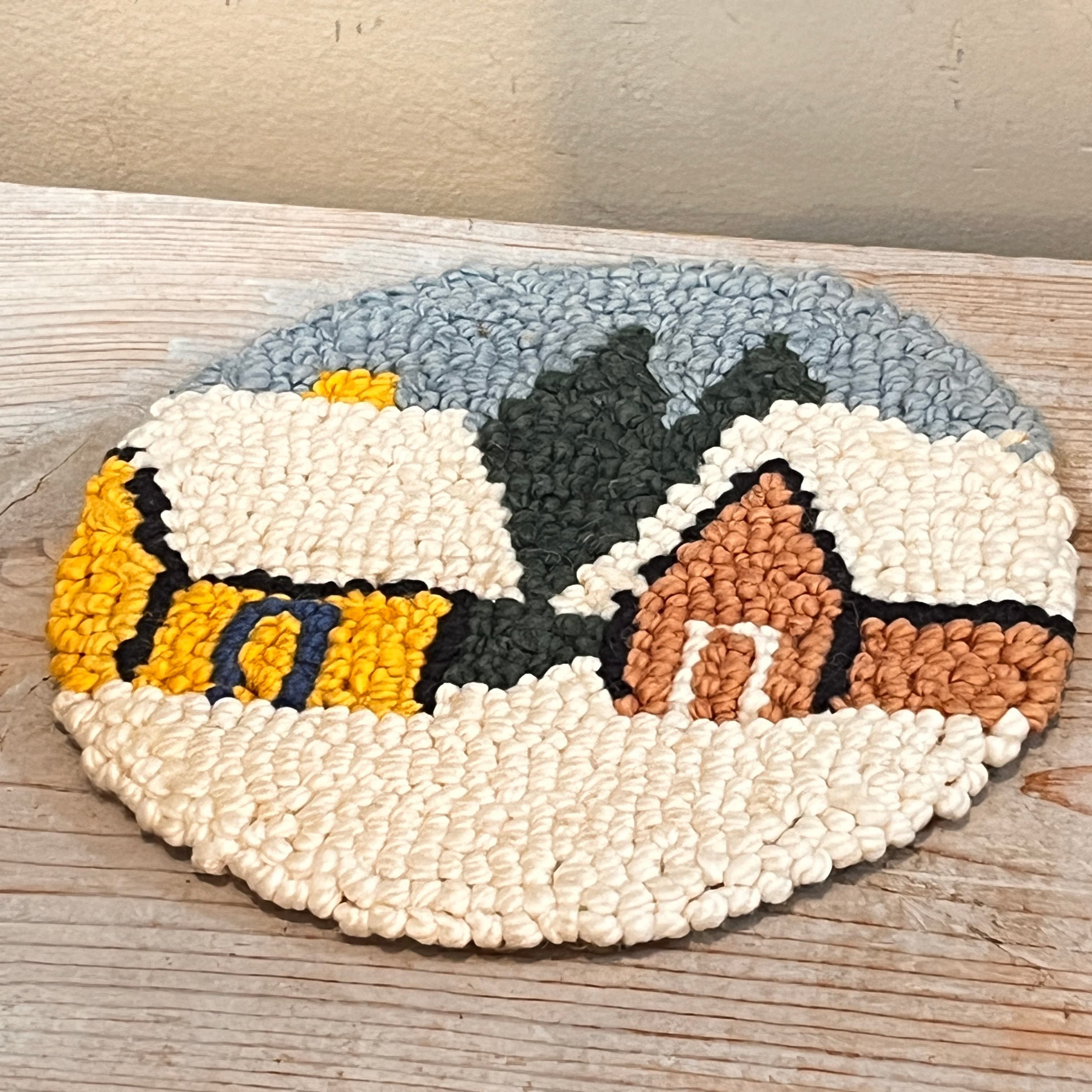 Trio of Hooked Round Trivets with Buildings in Snow - Regular - Thumbnail 3