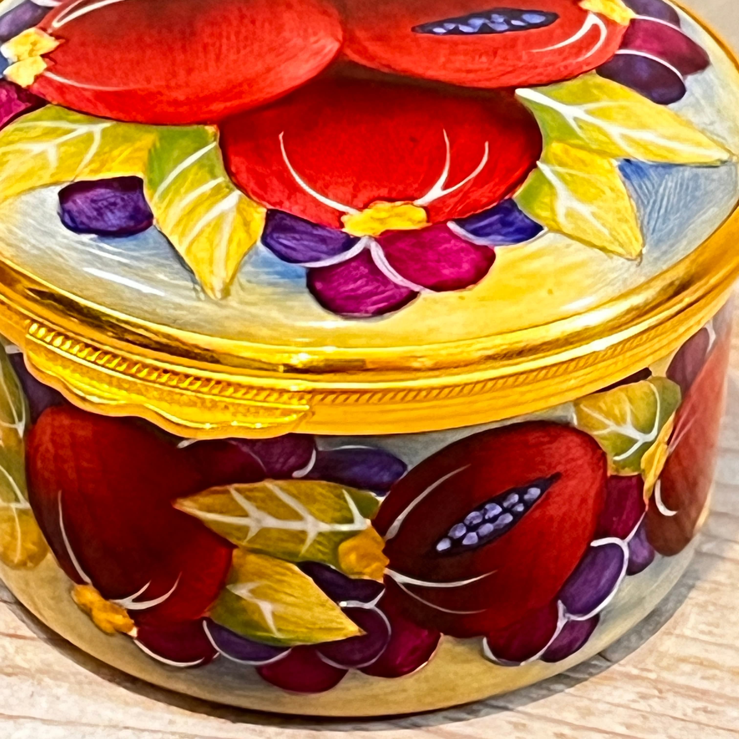 Moorcroft Signed Enamel Pottery - 1998 Ring Box -Pomegranate - Regular - Thumbnail 2