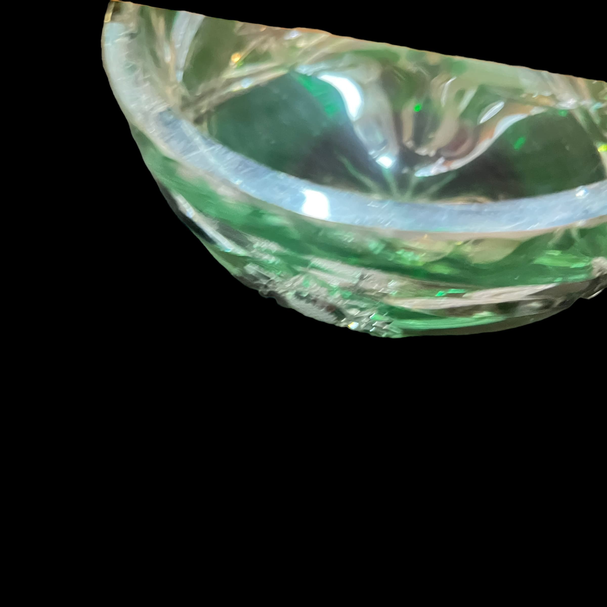 Clear to Green Cut Crystal Bowl - Regular - Thumbnail 5