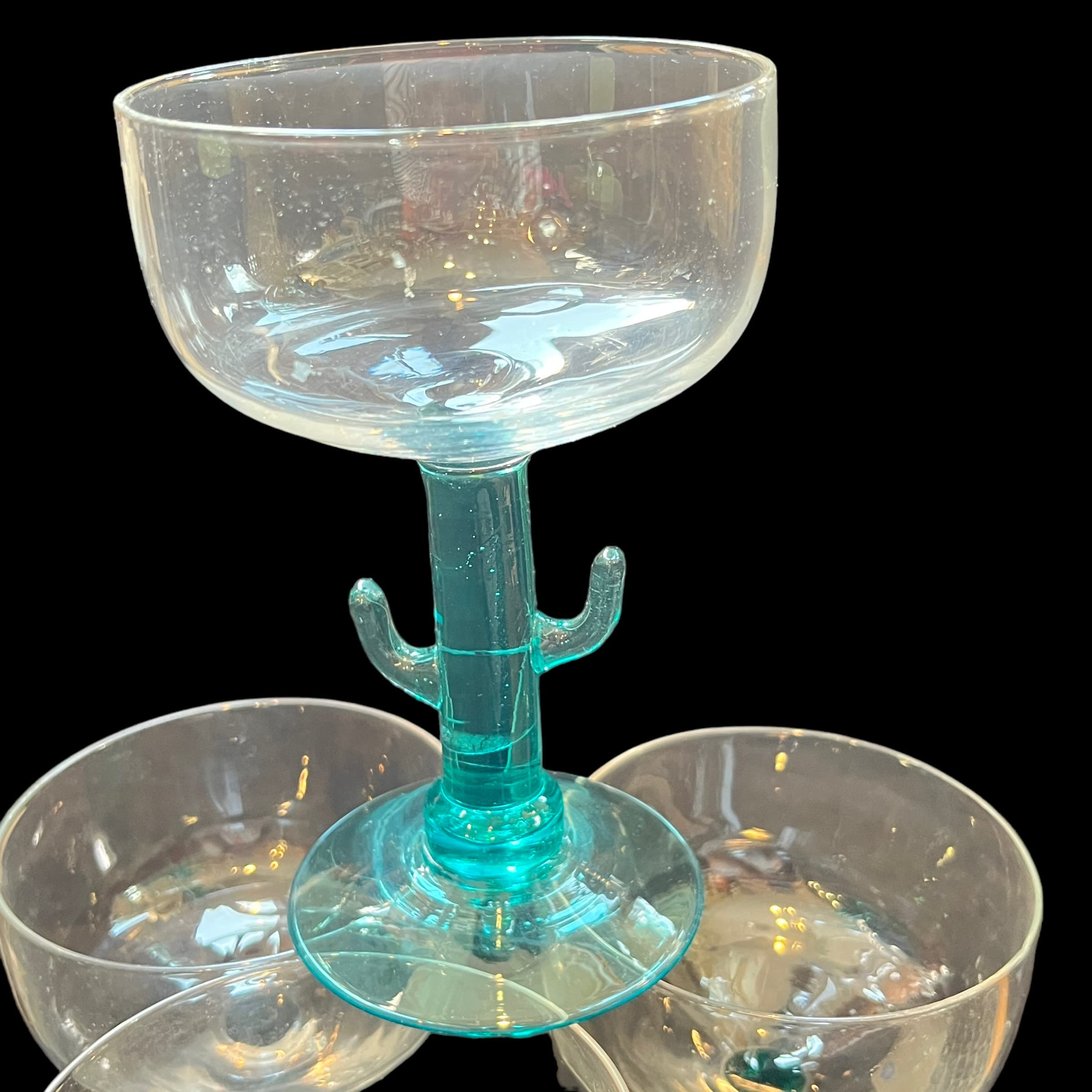 4 Handblown Cactus Margarita GLasses - Regular - Thumbnail 2