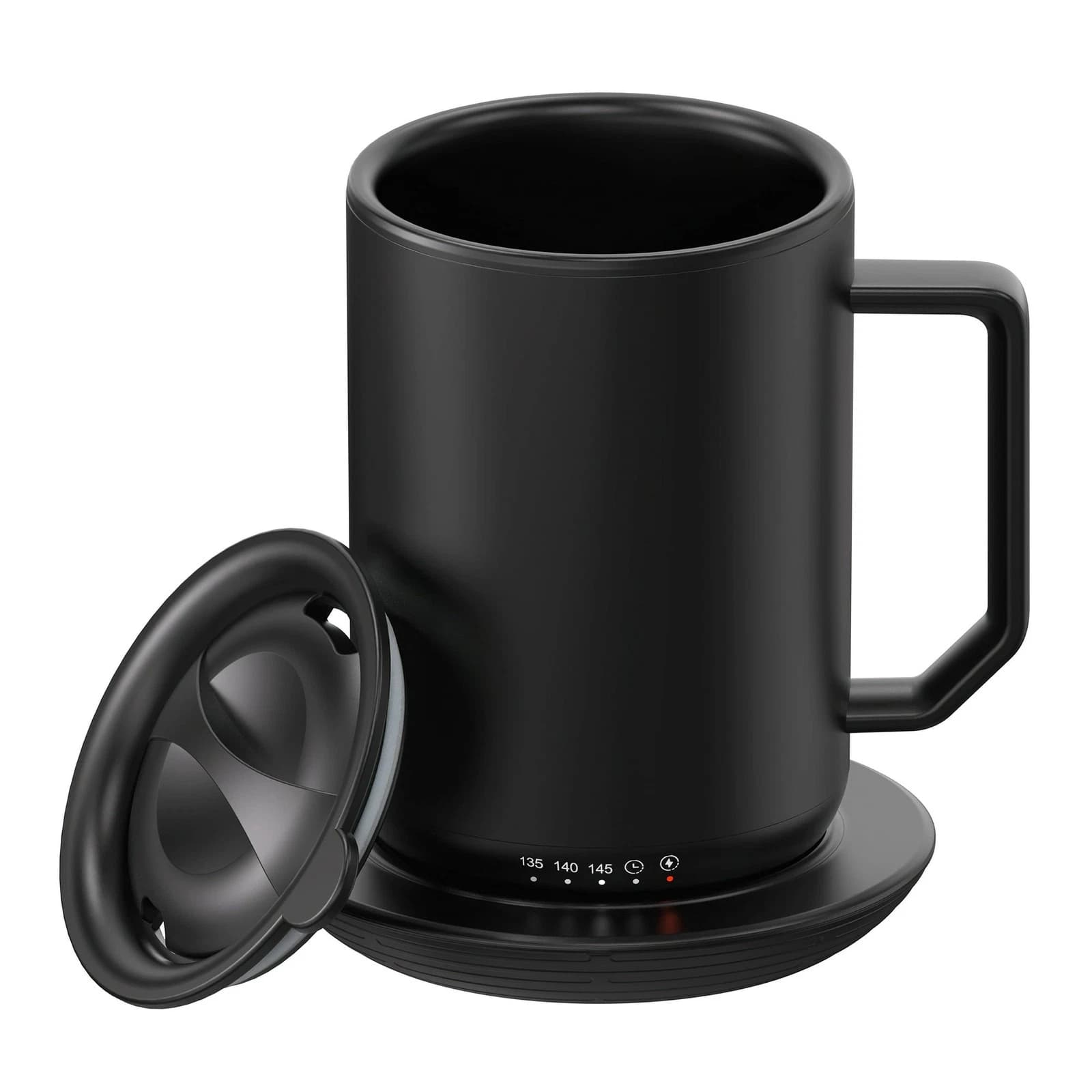 Tzumi Puree Warming Coffee Mug, 12 Oz. Stainless Steel Coffee Mug with Mug Warmer Coaster and Lid - White - Thumbnail 3