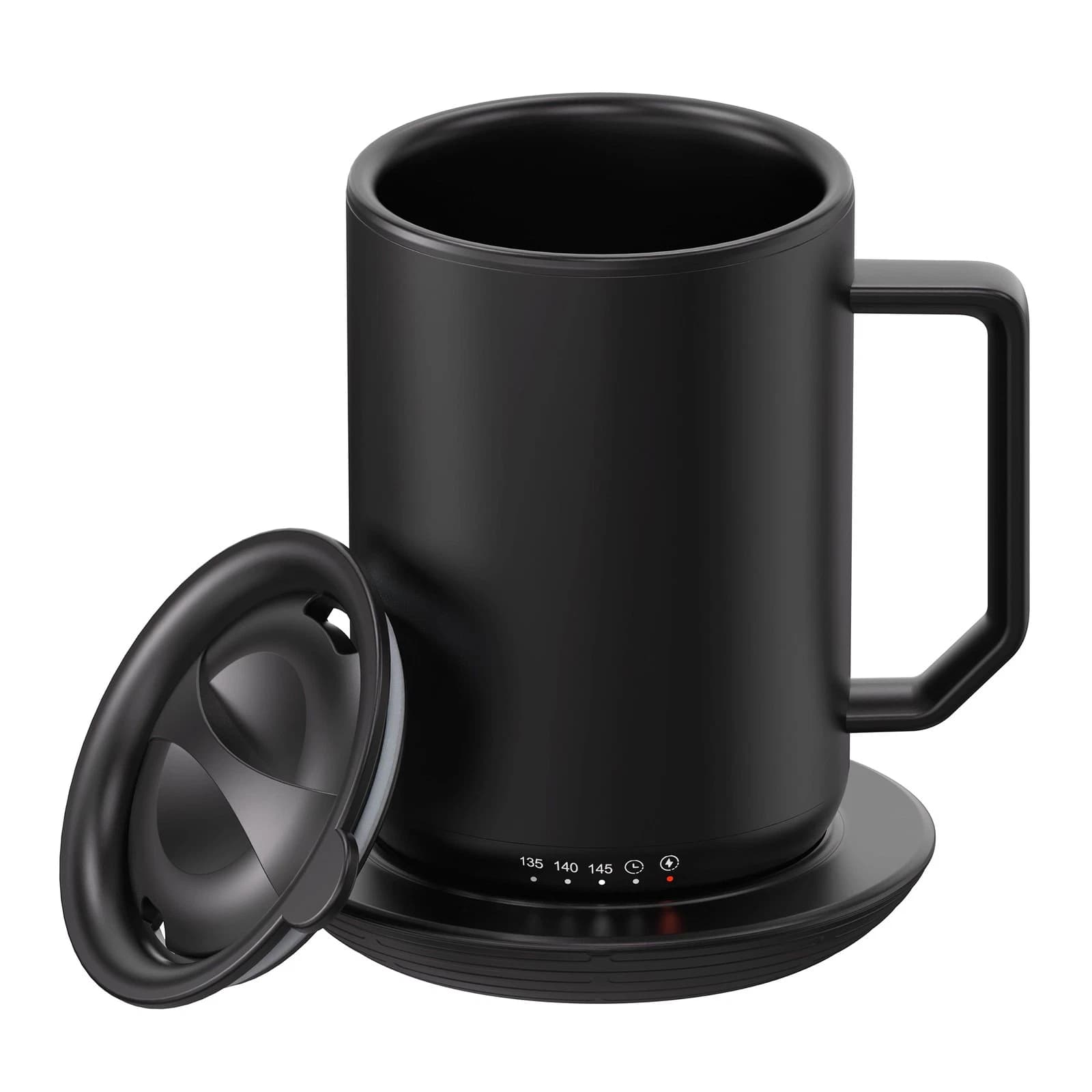 Tzumi Puree Warming Coffee Mug, 12 Oz. Stainless Steel Coffee Mug with Mug Warmer Coaster and Lid - White - Thumbnail 4