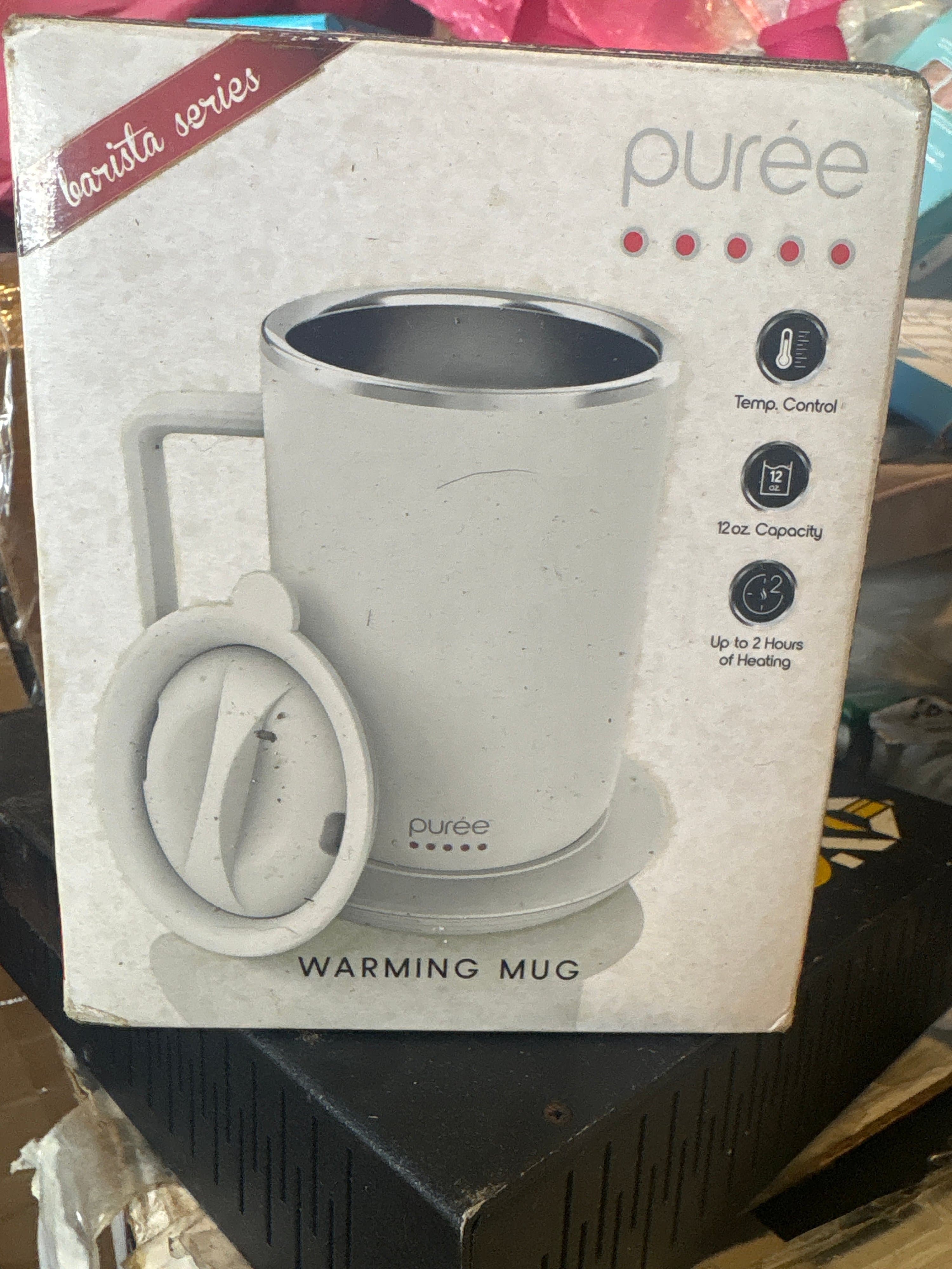 Tzumi Puree Warming Coffee Mug, 12 Oz. Stainless Steel Coffee Mug with Mug Warmer Coaster and Lid - White - Thumbnail 5