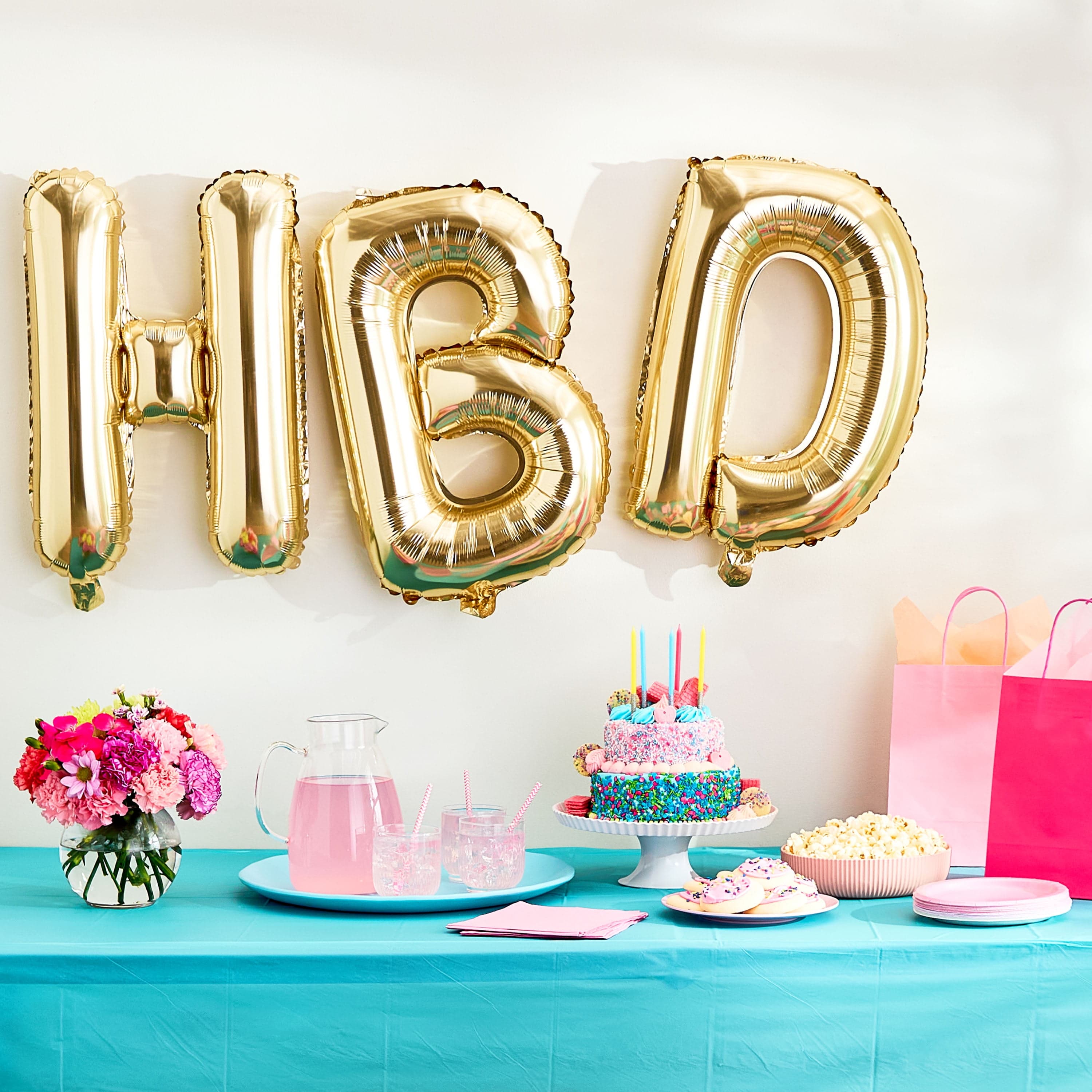 Gold Happy Birthday Air-Filled Balloon Banner  16 Pieces  by Way to Celebrate - Thumbnail 4