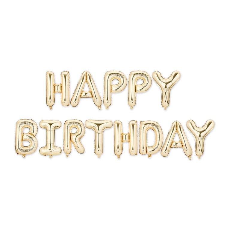 Gold Happy Birthday Air-Filled Balloon Banner  16 Pieces  by Way to Celebrate - Thumbnail 3