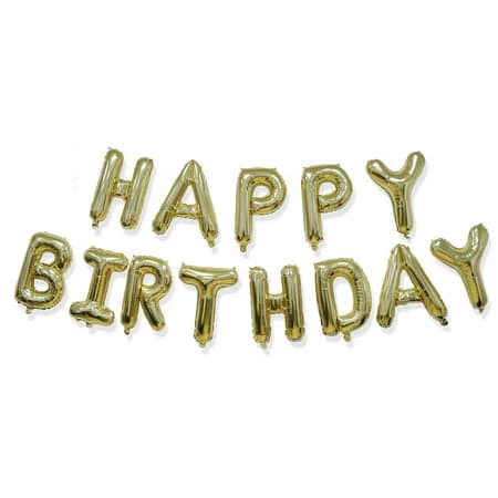 Gold Happy Birthday Air-Filled Balloon Banner  16 Pieces  by Way to Celebrate - Thumbnail 2