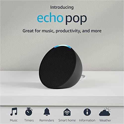 Echo Pop (1st Gen) Full Sound Compact Smart Speaker with Alexa, Charcoal - Thumbnail 2