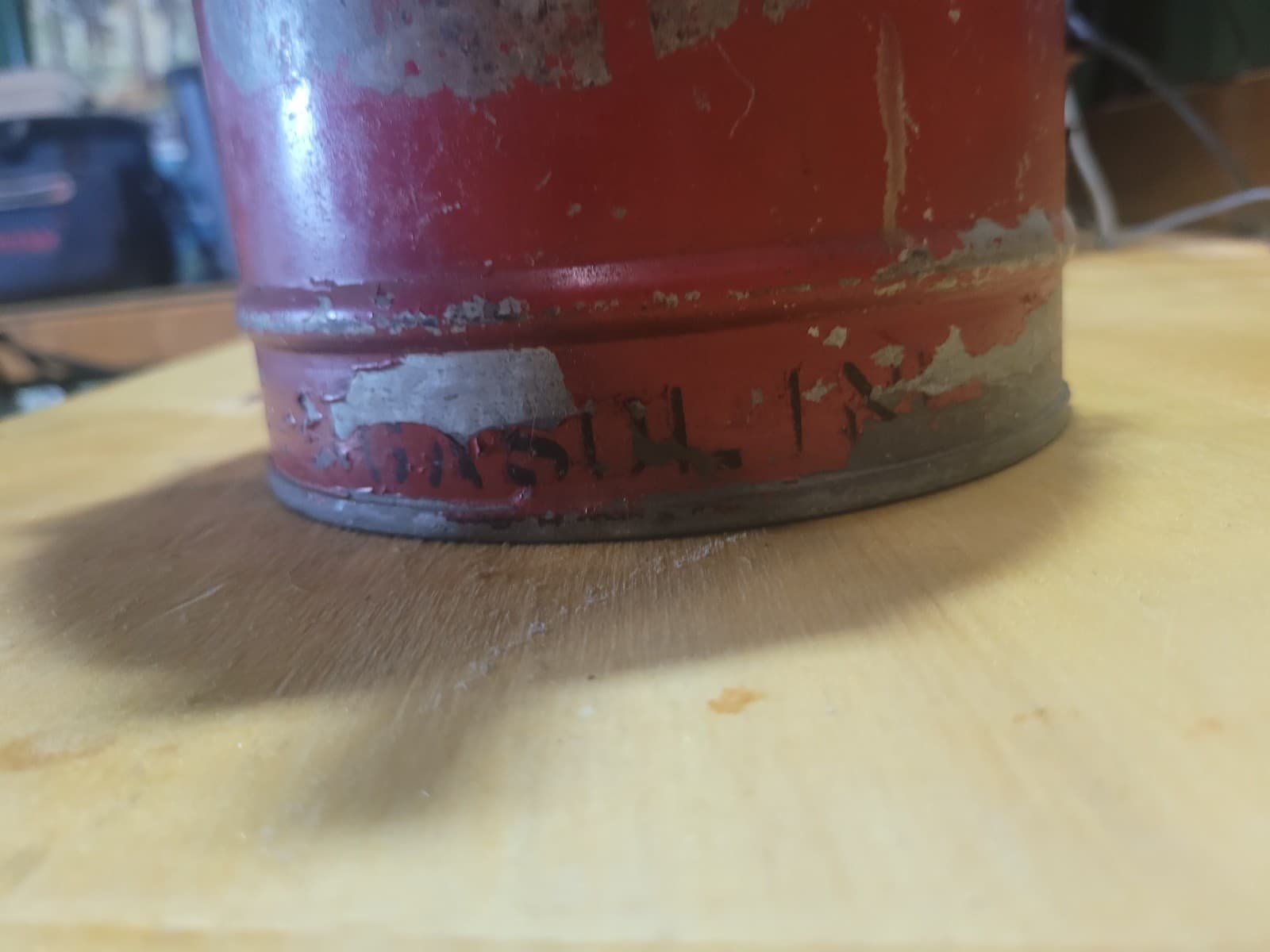 Vintage Red Metal Safety Gas Can – Industrial Garage Collectible - Thumbnail 3