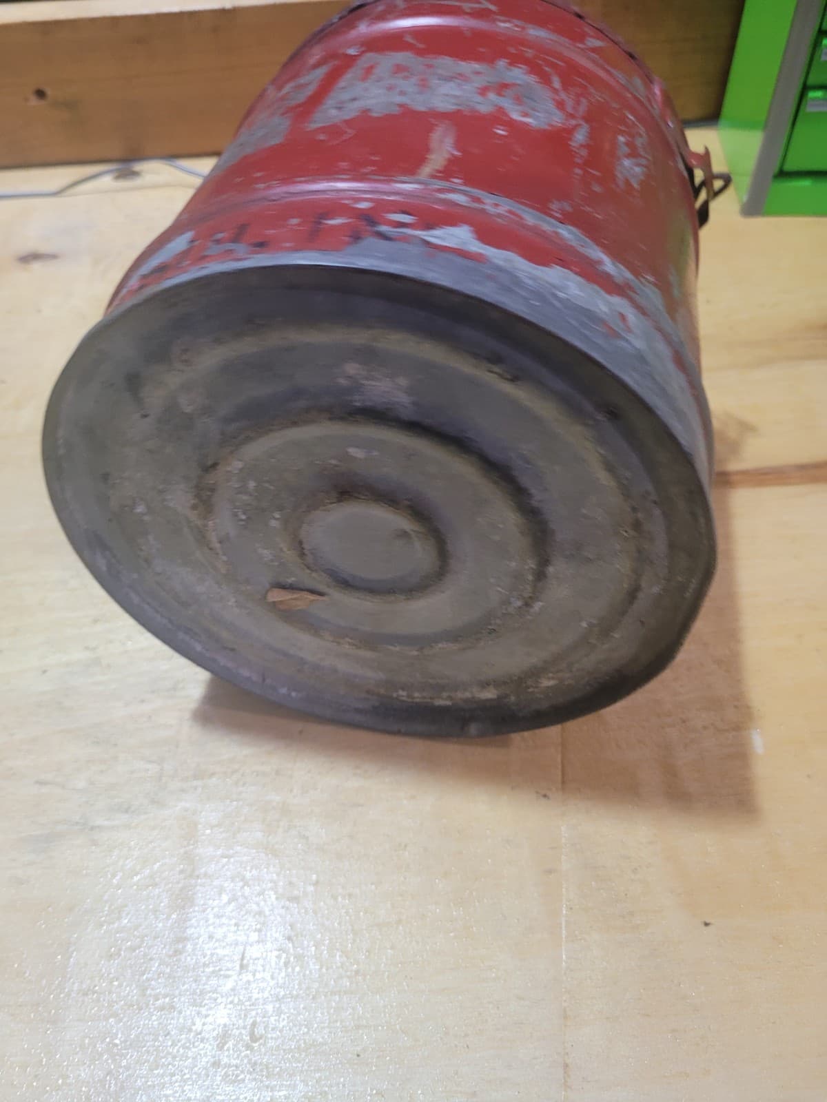 Vintage Red Metal Safety Gas Can – Industrial Garage Collectible - Thumbnail 6