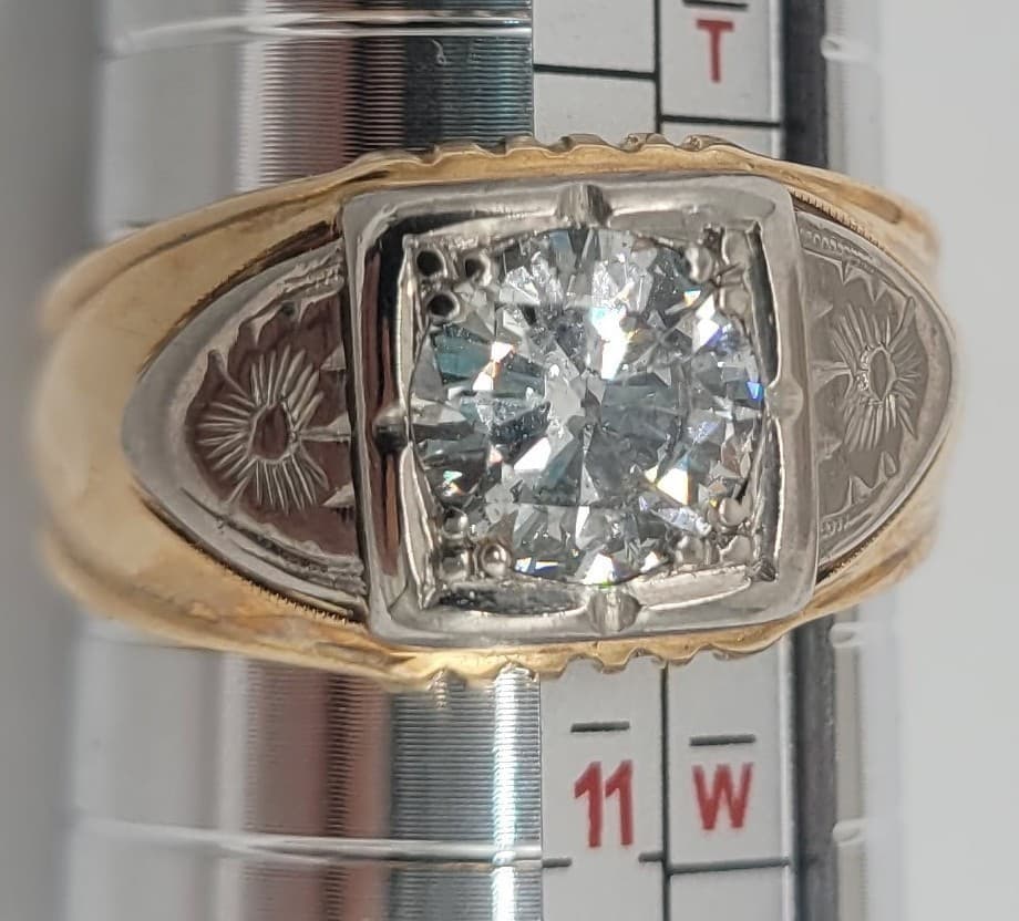 1.40CT Natural Diamond Men’s Ring 14K Two Tone Gold Estate Appraised $8,755 Size - Thumbnail 3