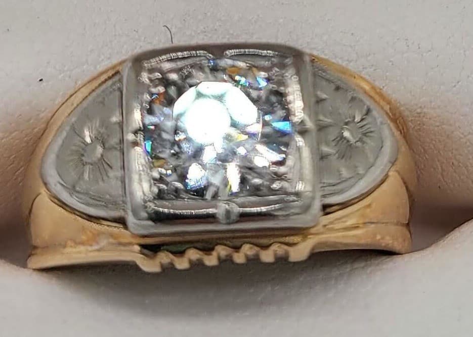 1.40CT Natural Diamond Men’s Ring 14K Two Tone Gold Estate Appraised $8,755 Size - Thumbnail 2