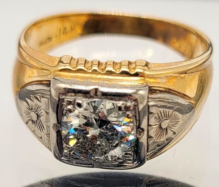 1.40CT Natural Diamond Men’s Ring 14K Two Tone Gold Estate Appraised $8,755 Size - Thumbnail 6