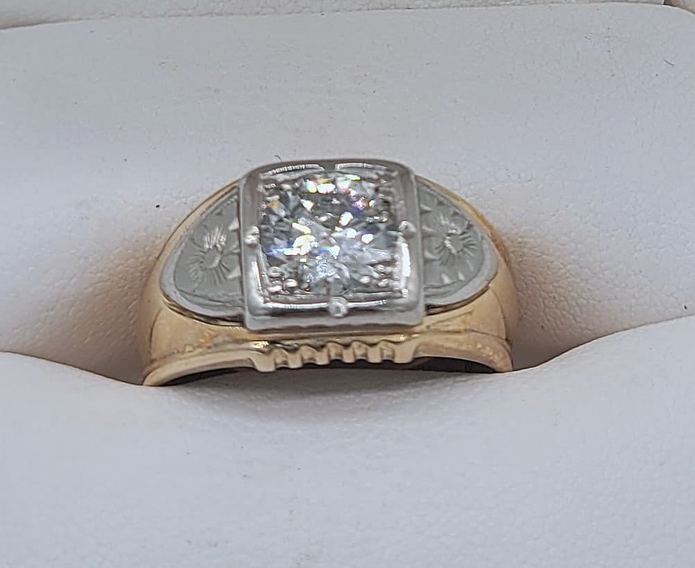1.40CT Natural Diamond Men’s Ring 14K Two Tone Gold Estate Appraised $8,755 Size - Thumbnail 5